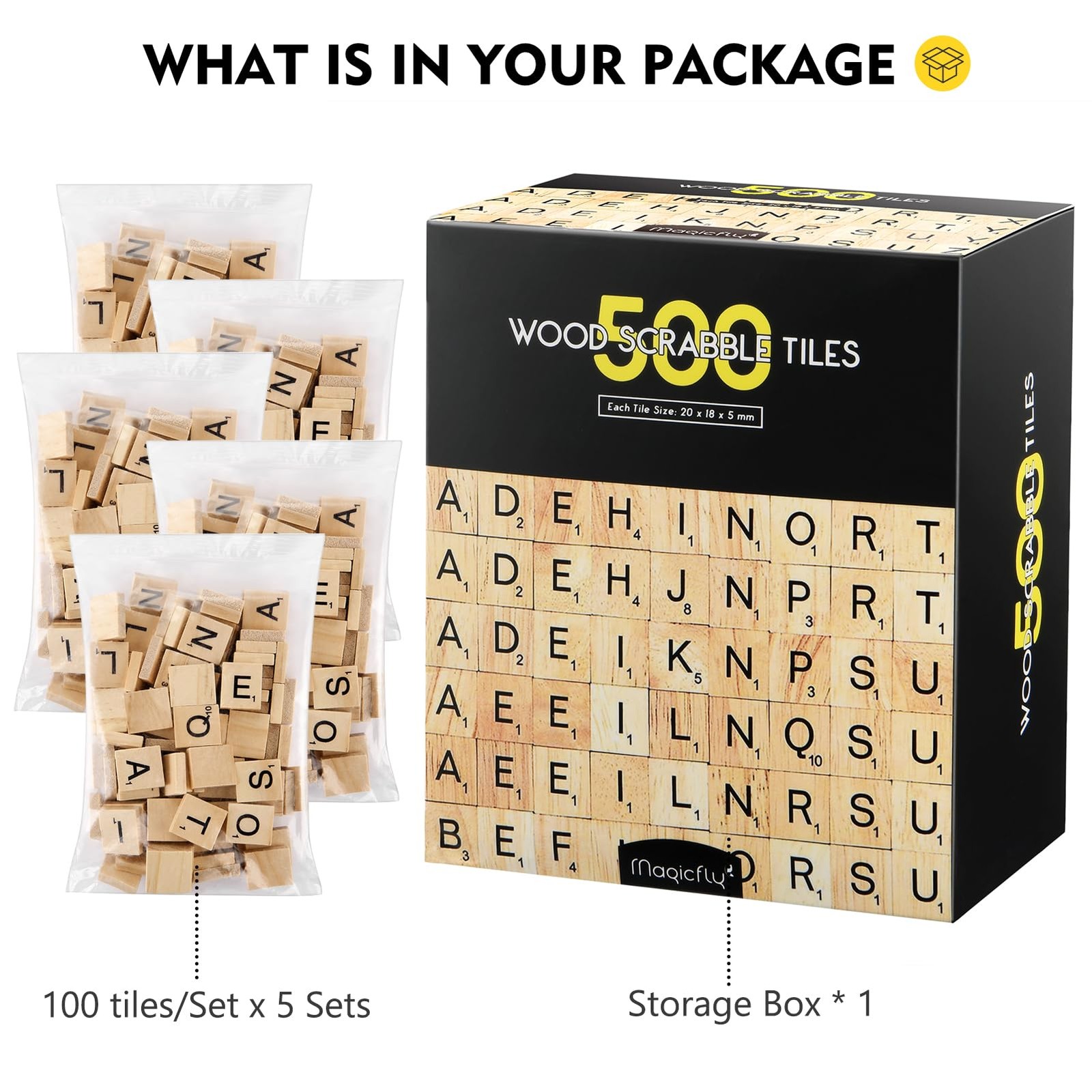 500 Pieces Letter Tiles, Wooden Scrabble Tiles for Crafts, A-Z Capital Wood