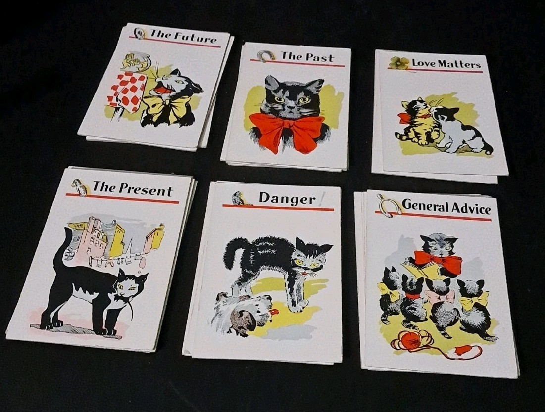 VINTAGE 1960’S PARKER BROTHERS BLACK CAT FORTUNE TELLING GAME COMPLETE