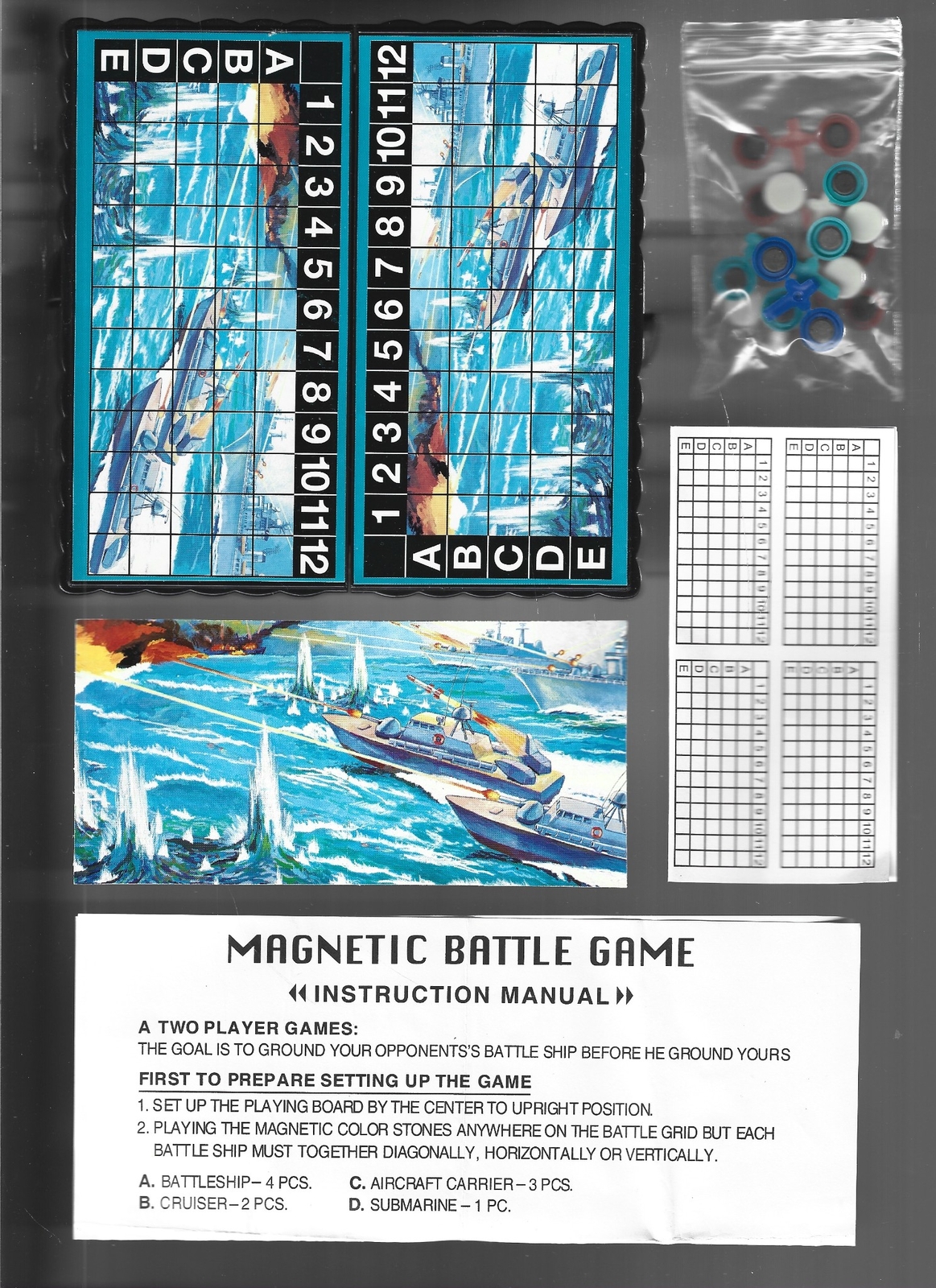 Sea Battle Magnetic Travel Game by House of Marbles Battleship Combat for 2 New