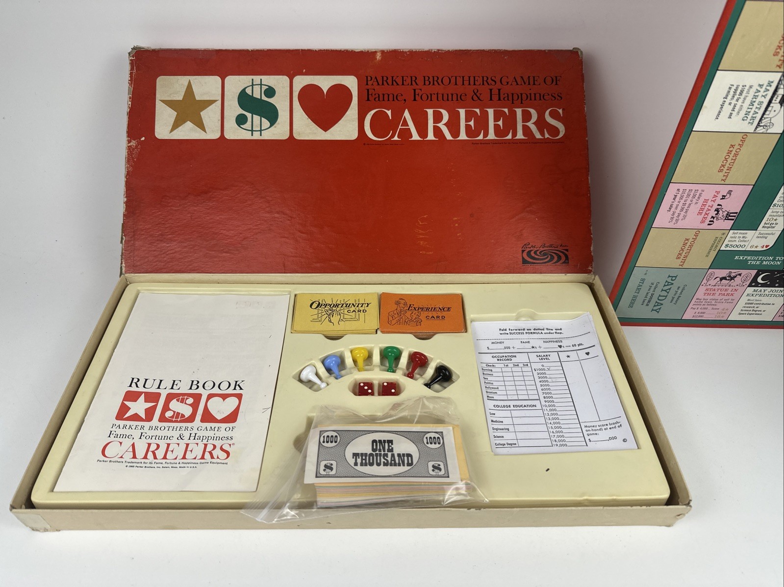 Vintage Parker Brothers Career Board Game 1965 Family Fame Fortune Happiness