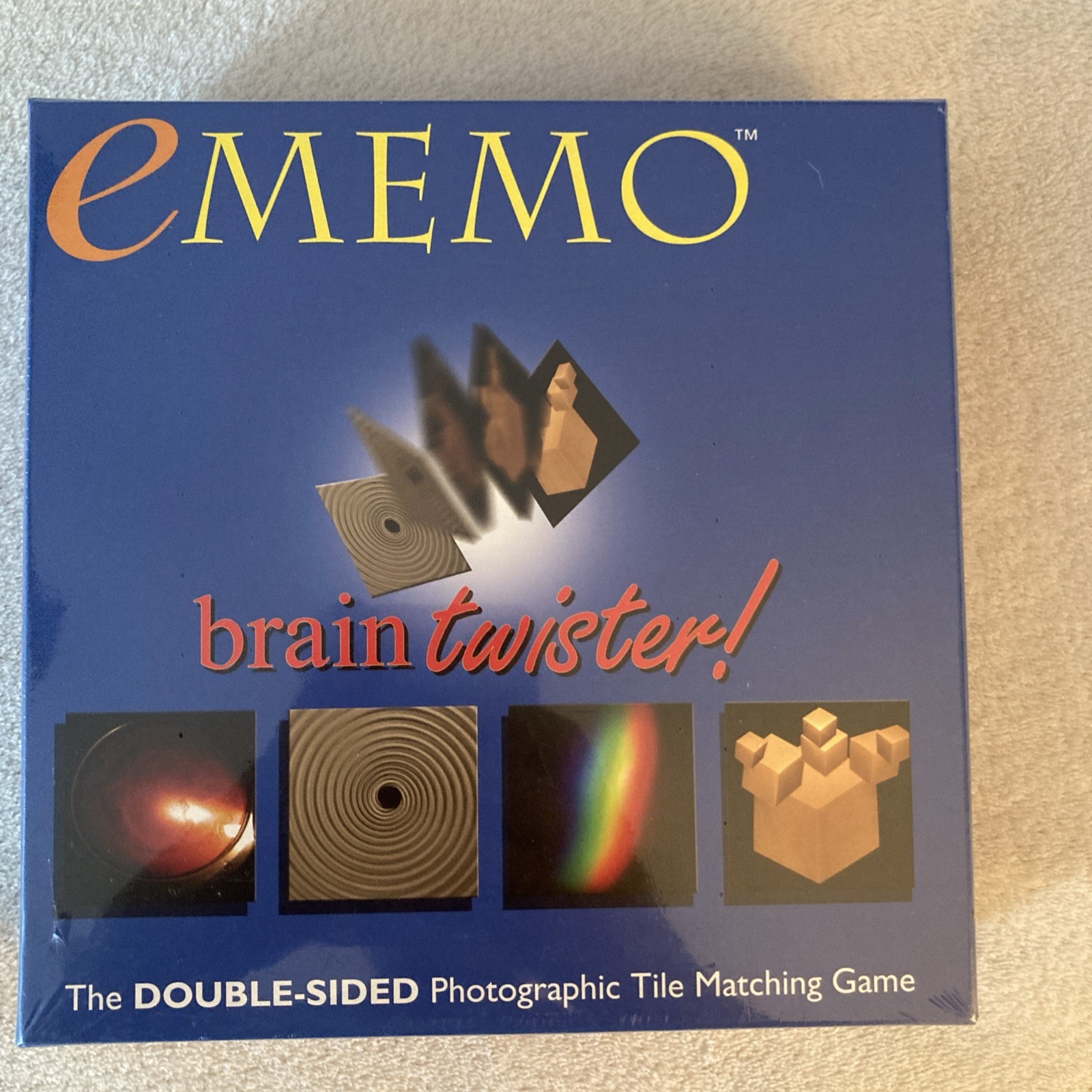 eMEMO Brain Twister Double Sided Photographic Tile Matching Game 2004 New Sealed