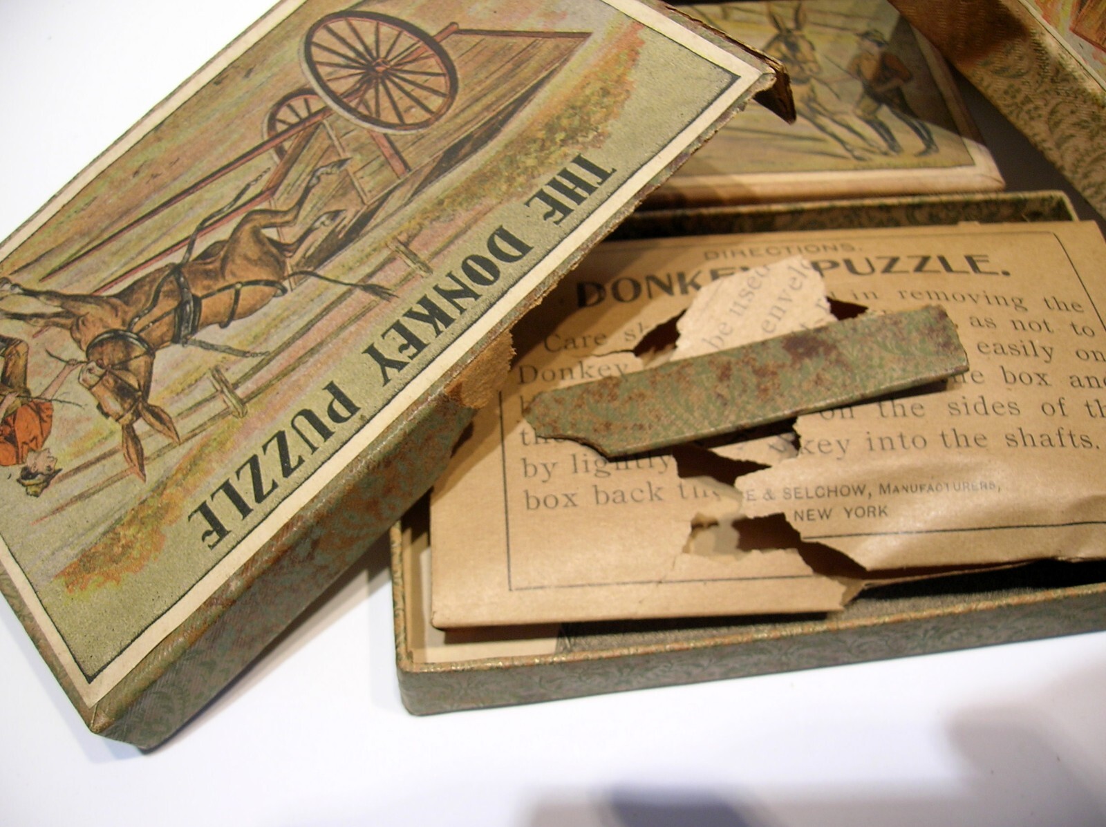 ANTIQUE 1890’S CHAFFEE & SELCHOW, NY “THE DONKEY PUZZLE” GAME – NOS – BEST OFFER