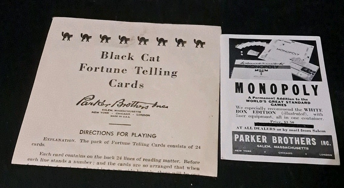 VINTAGE 1960’S PARKER BROTHERS BLACK CAT FORTUNE TELLING GAME COMPLETE