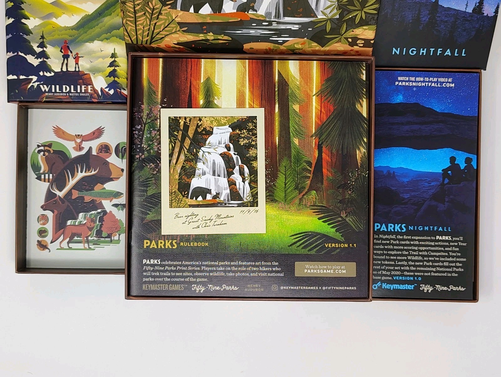 Keymaster Games: PARKS Board Game 1st Ed + Nightfall & Wildlife Expansions