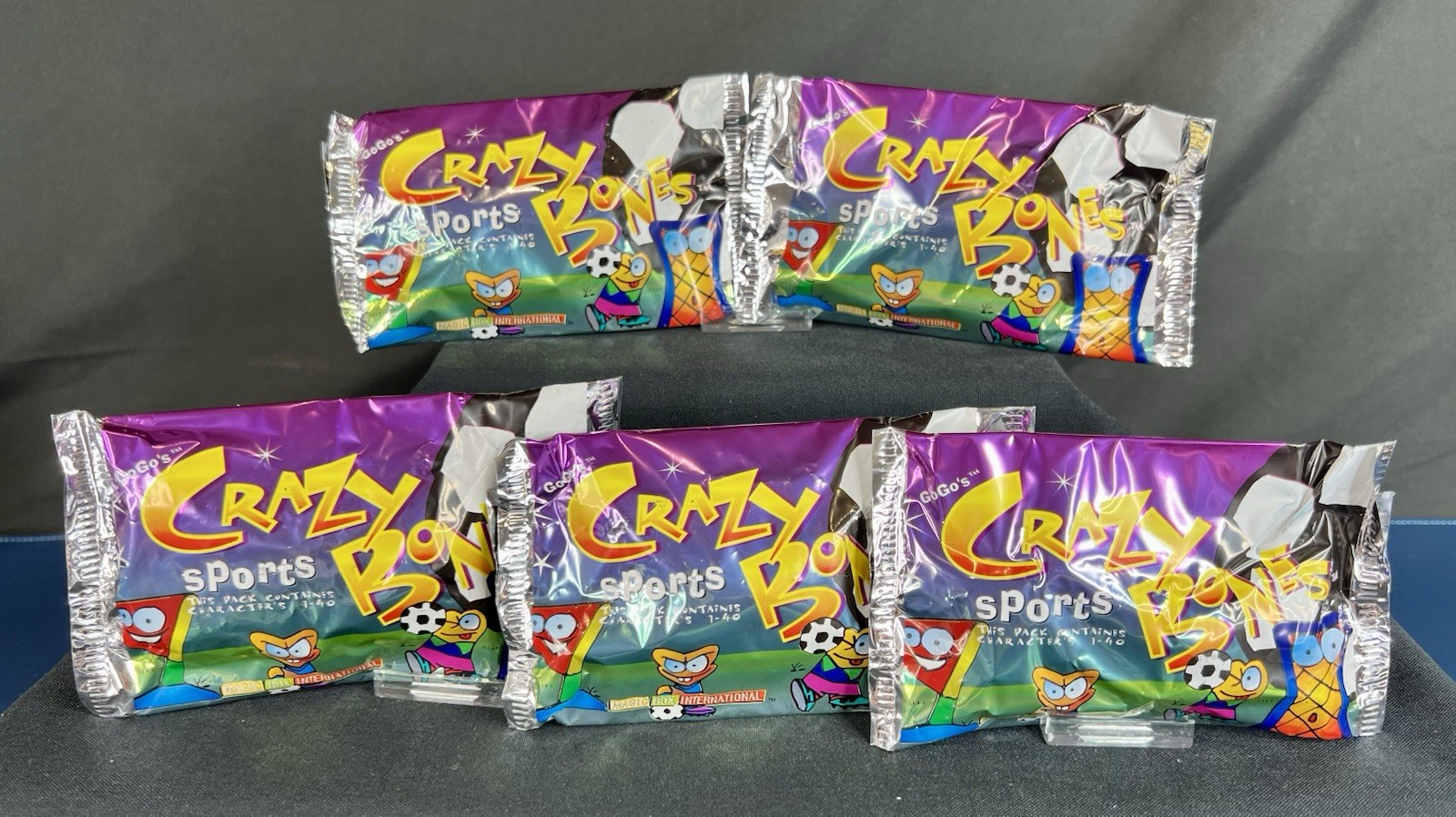 5 NEW SEALED PACKS GOGOS CRAZY BONES ORIGINAL “SPORTS” VERSION ~ 20 BONES ~