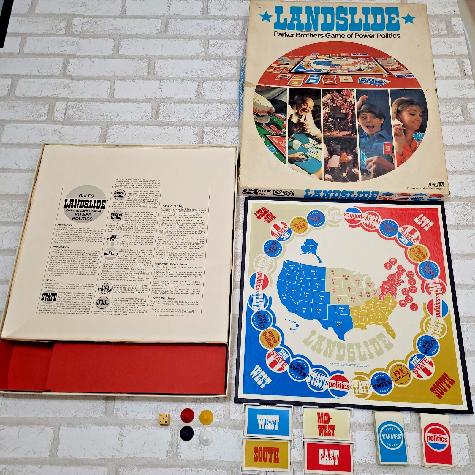 Vintage 70s 1971 Landslide Power Politics Board Game Parker Bros CIB Complete