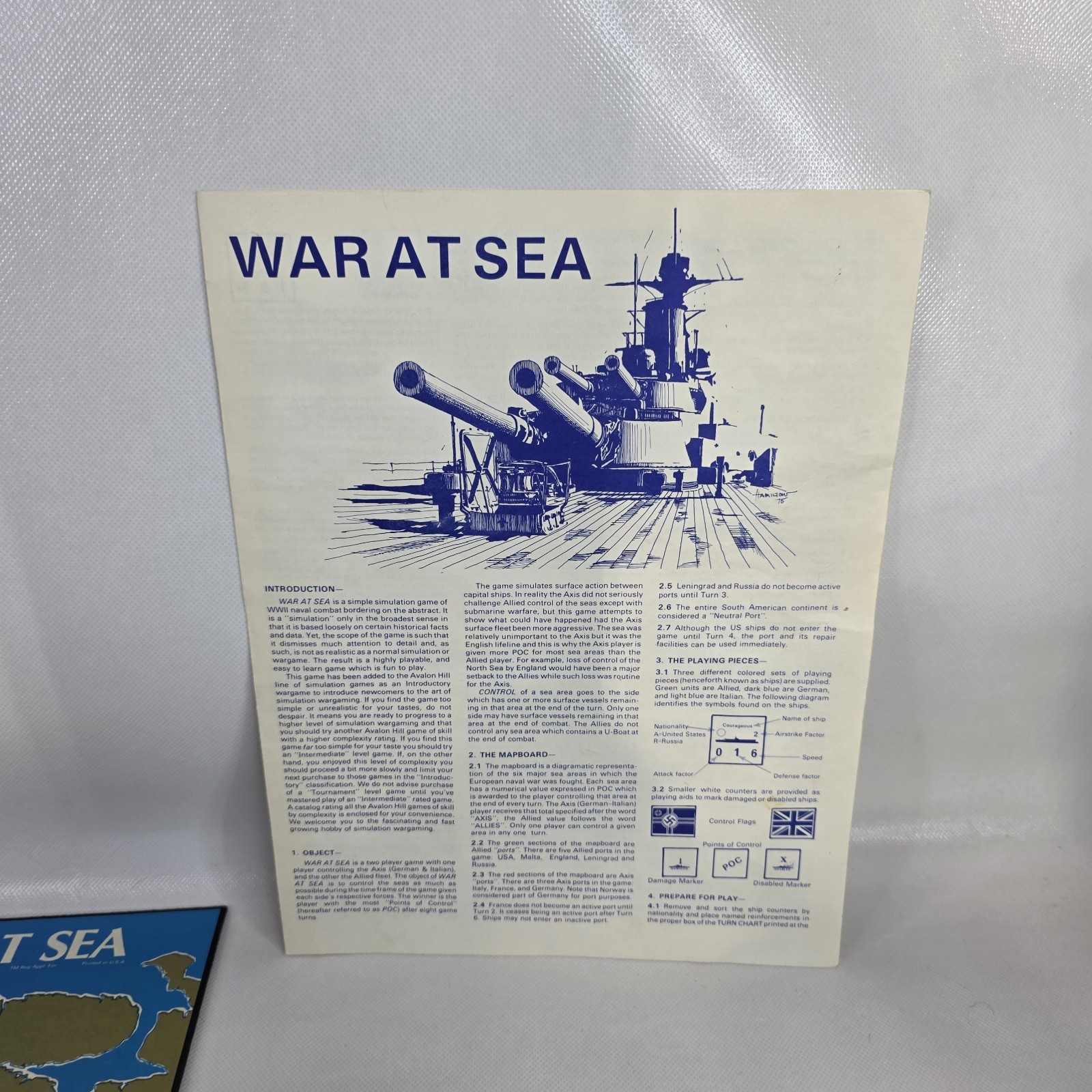 Vintage 1976 War at Sea Avalon Hill Board Game #705 – 100% Complete w/ Manual
