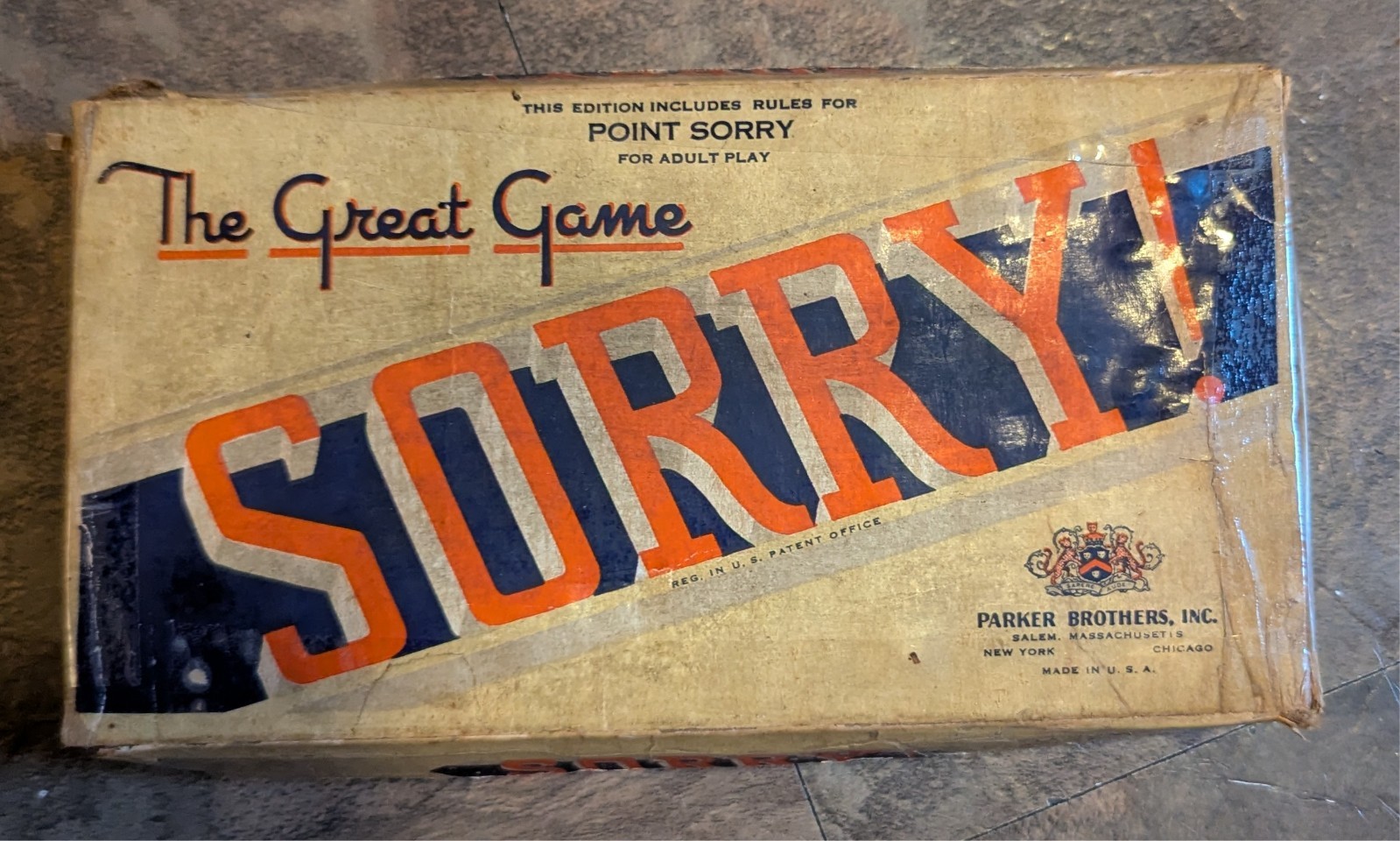 VTG 1950 Parker Brothers Sorry! Game With Box Cards Rules Wooden Pawns NO Board