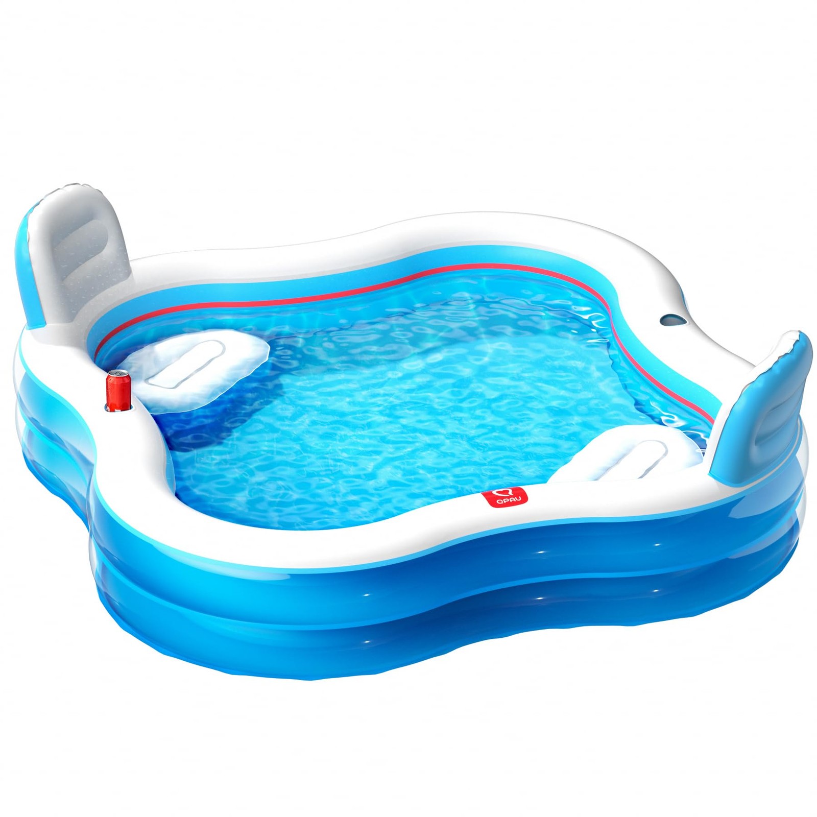Inflatable Swimming Pool 80 x80 x16.5 2 Seats Backrests Clear Blue QPAU Large