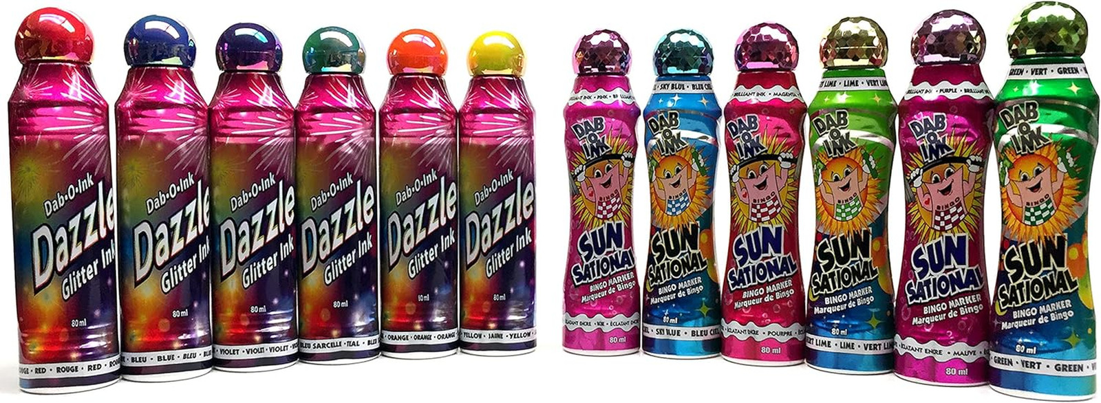 Bingo Dauber – Mixed Dozen Includes 6 Dazzle Glitter Ink & 6 Ultra Bright Sunsat