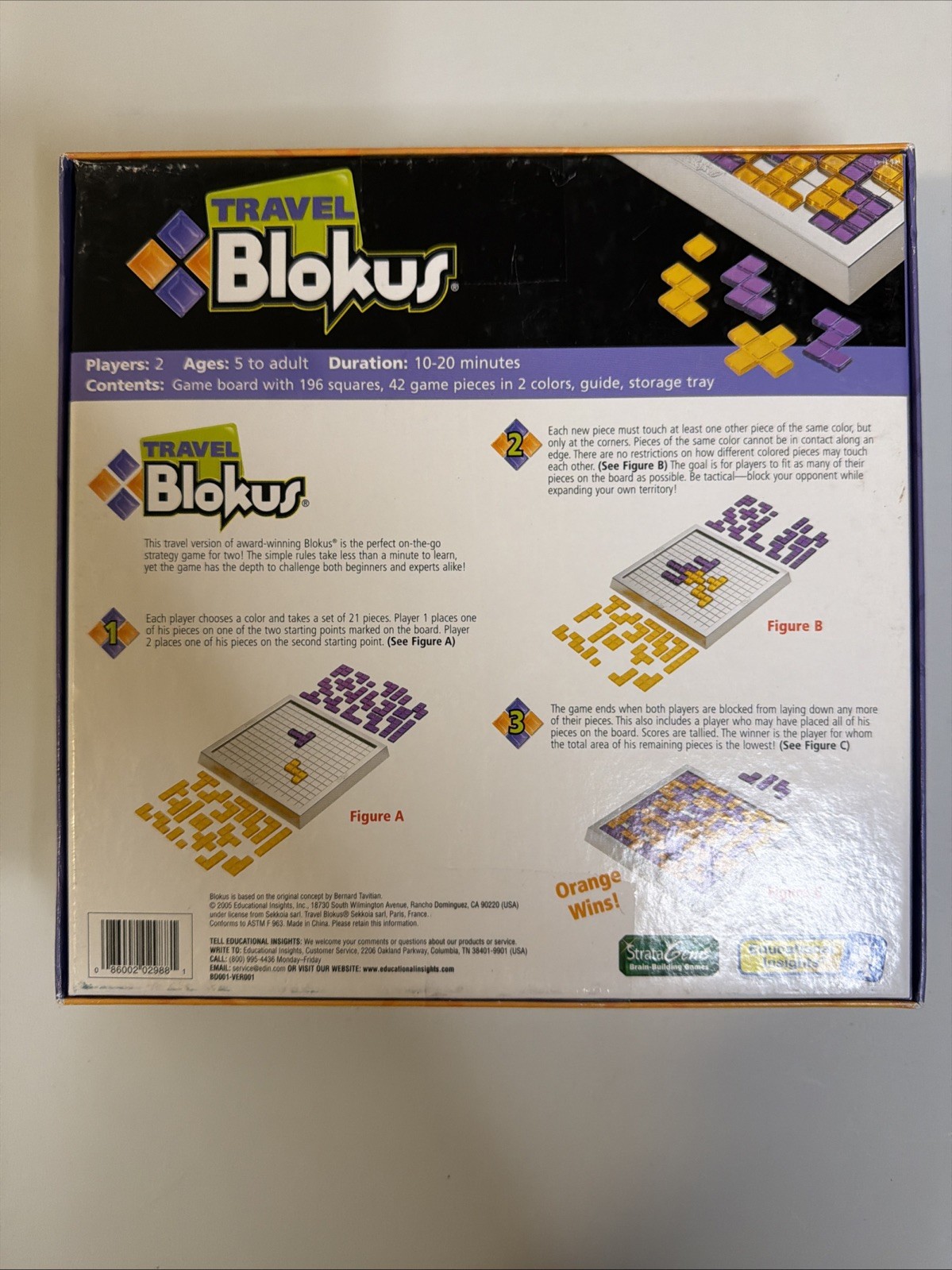 Travel Blokus for 2 Players COMPLETE 2005 Storage Trays Travel To Go Strategy