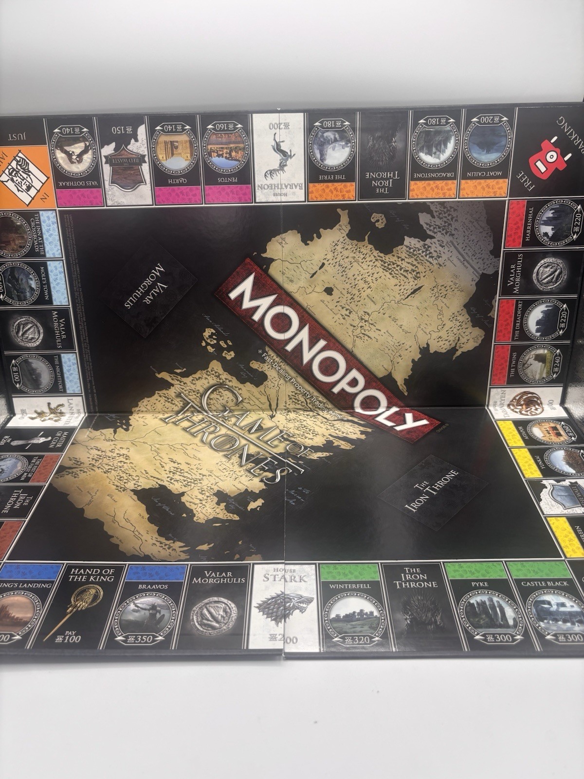 Monopoly Game of Thrones Collector’s Edition – Board Game Box Open Contents New