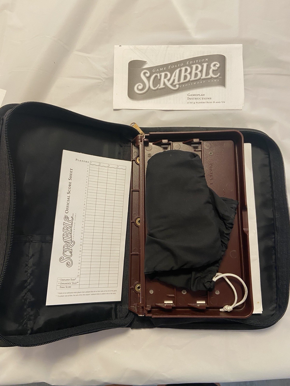 Scrabble Travel Folio Edition Zipper Case Parts Only Missing 2 Letters A & H