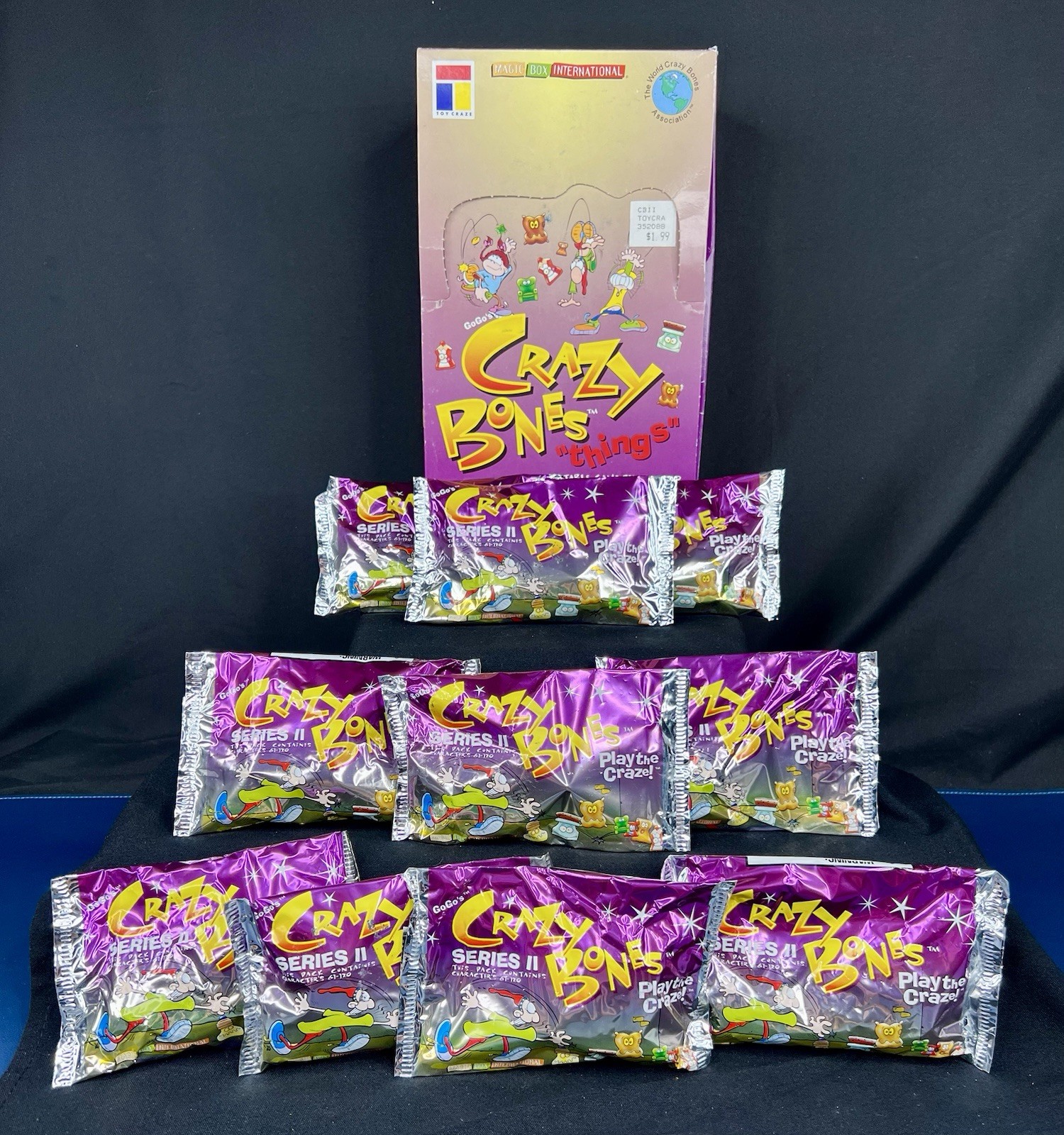 10 Sealed Packs GoGo’s Crazy Bones Things & Empty Display Box