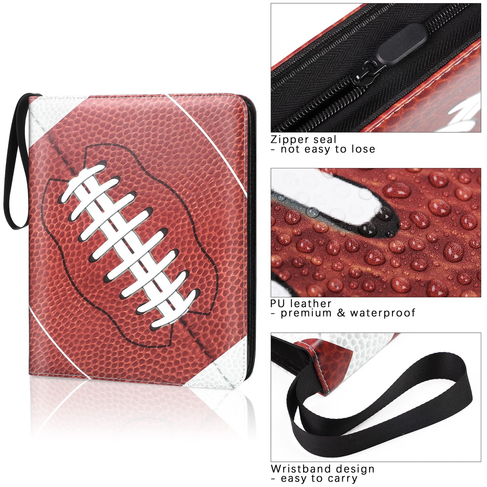 Elcoho 900 Pockets Football Card Binder for Trading 13.2 x 10.6 inches, black