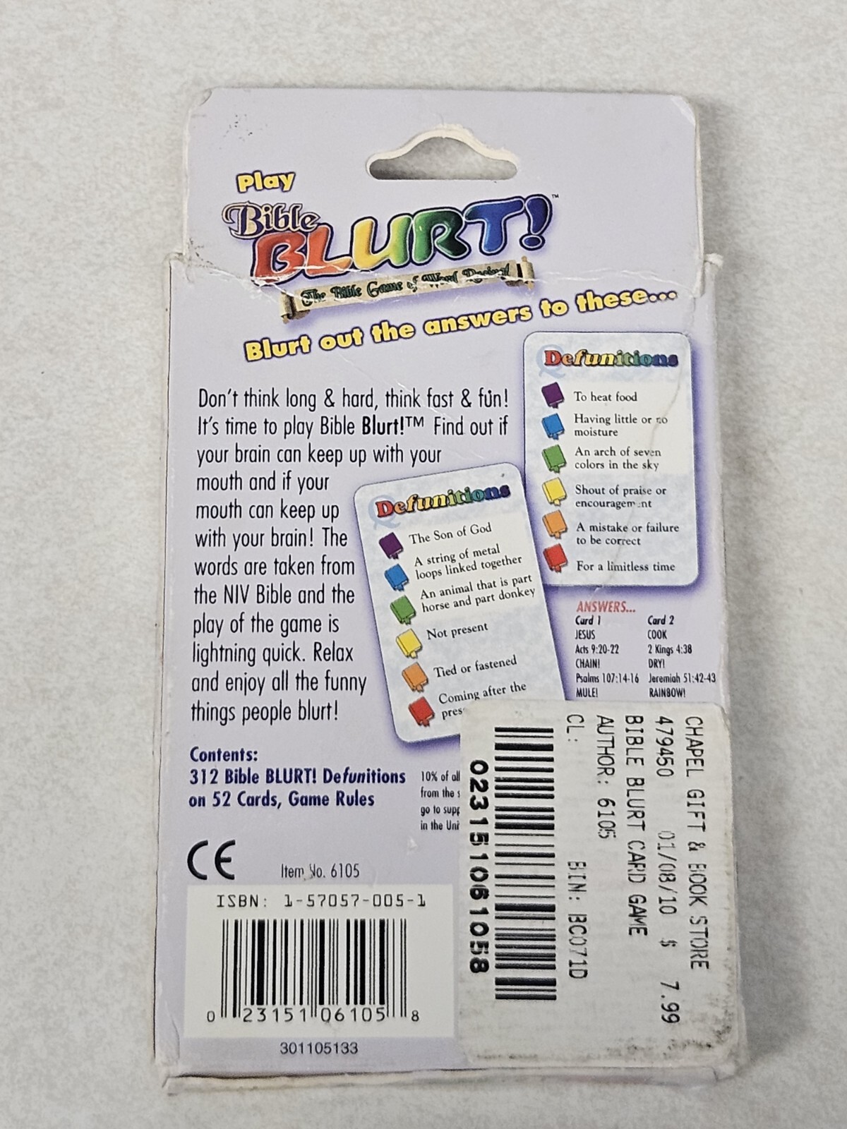 Bible Blurt! Card Game USED Talicor The Bible Game of Word Racing complete