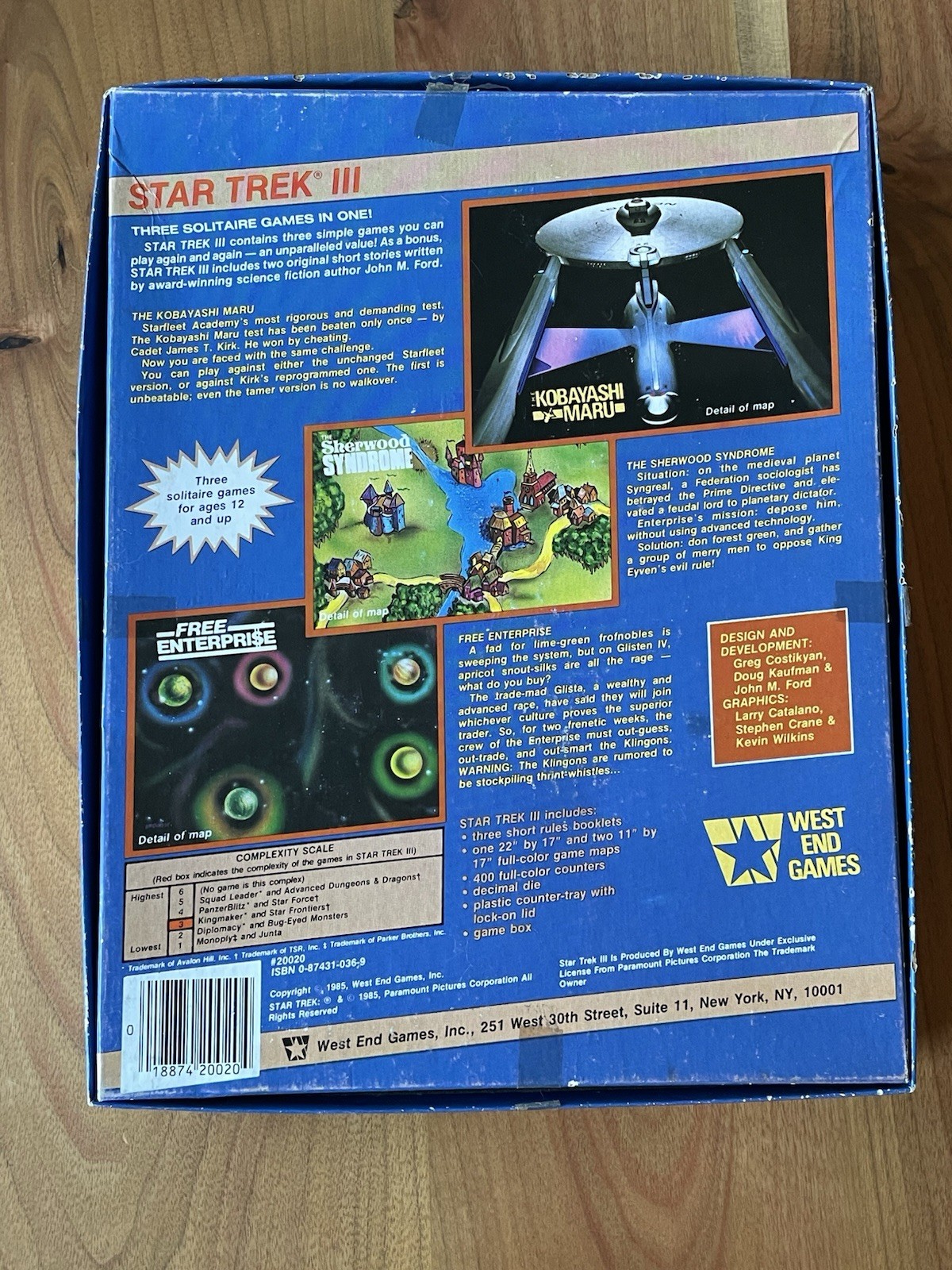 Star Trek III WEG West End Games 3 Solitaire 1985 | PUNCHED complete | GOOD