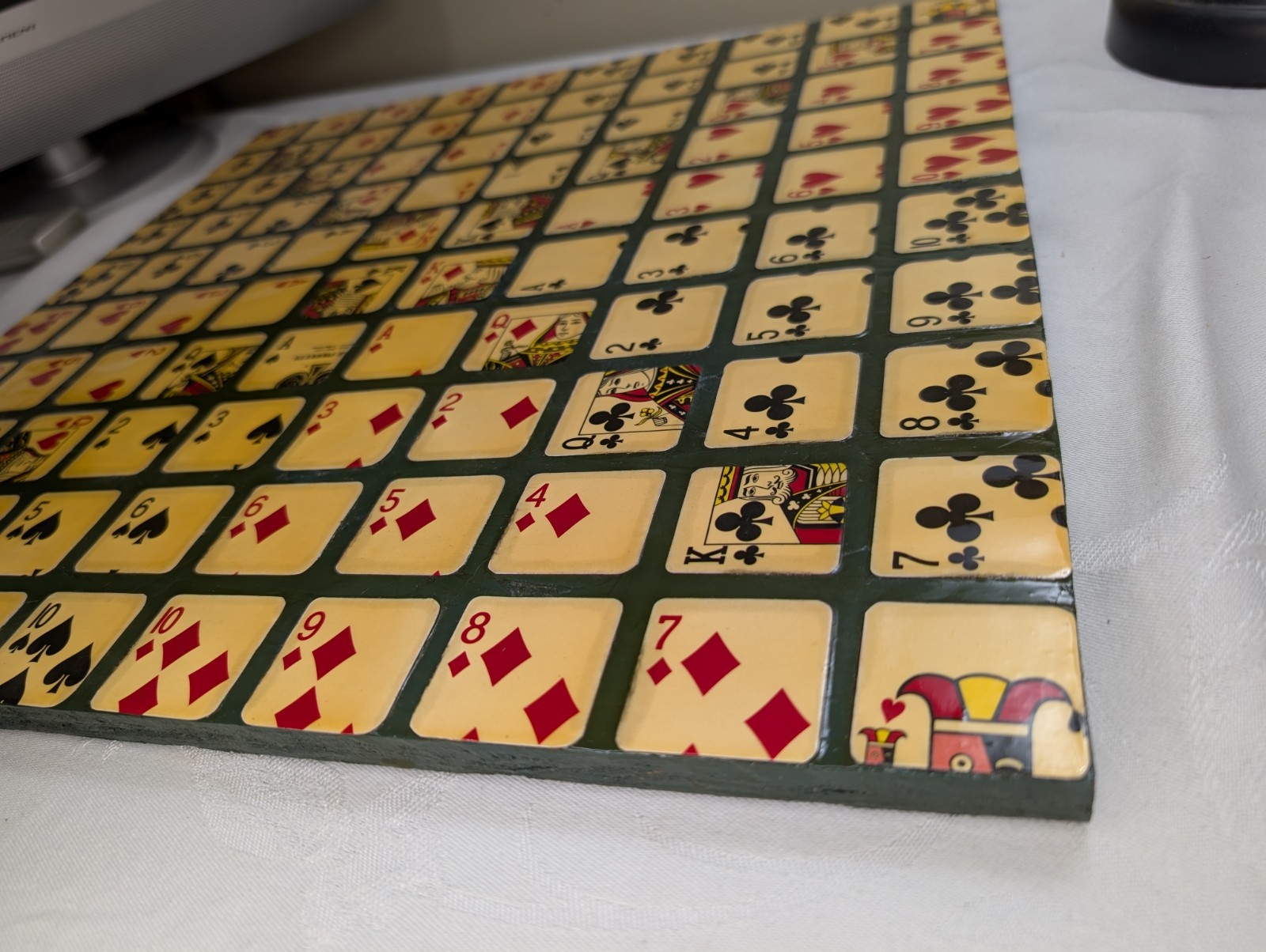 Vintage One-Eyed Jack Sequence Game Board – Handmade 18″ Square, Wood & Epoxy