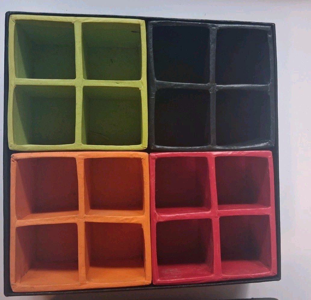 Vintage 1920s Chinese Counter Holders Box Mahjong Game Organizer w/ 4 Color Tray
