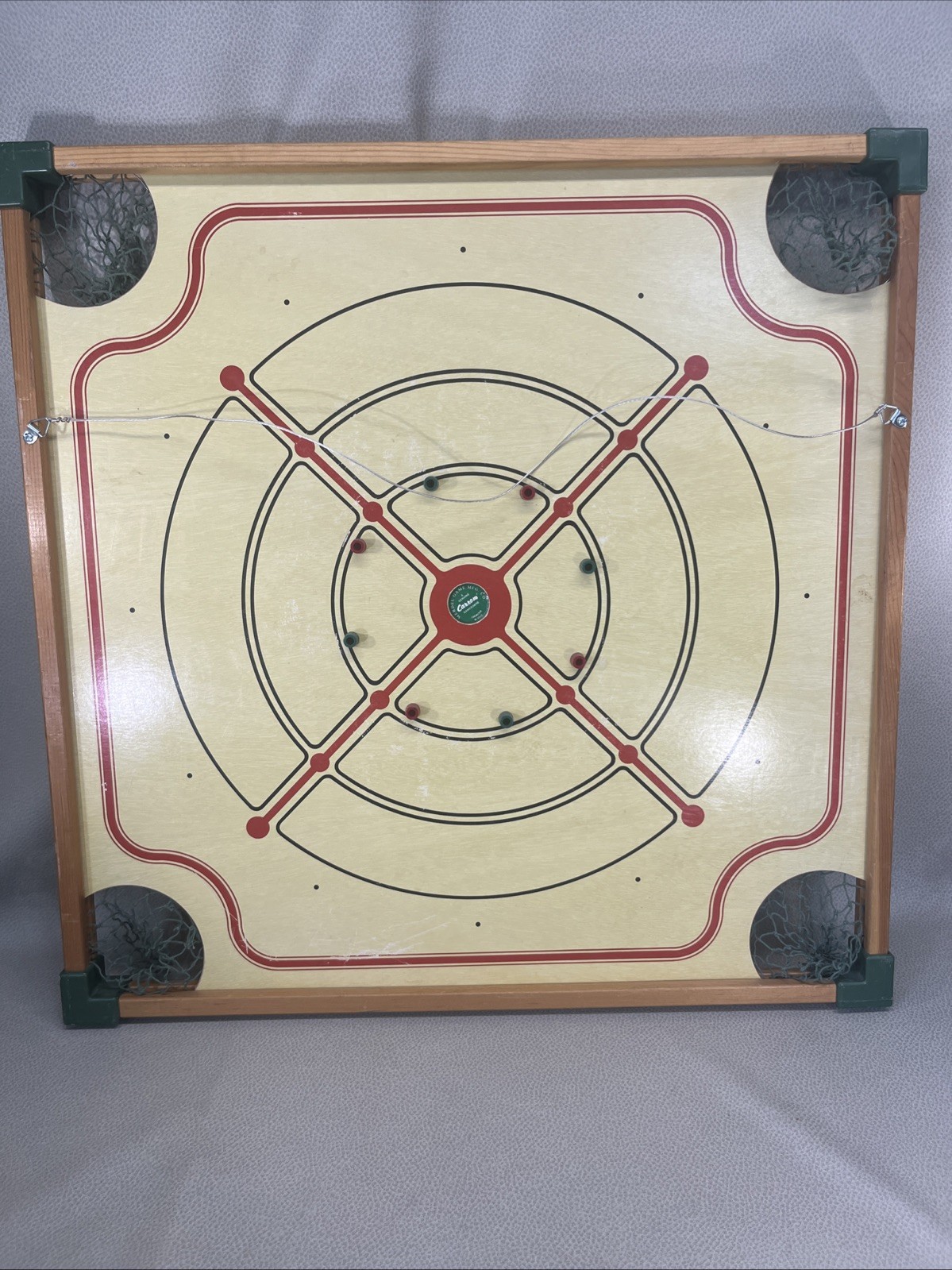 Carrom Double Sided Game Board With Attached Hanger. Game Room/man Cave.