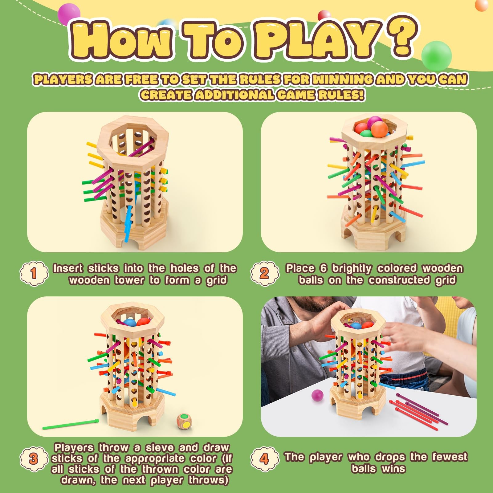 Montessori Wooden Board Game for 3-6 Years – Educational Learning Toy with Co…