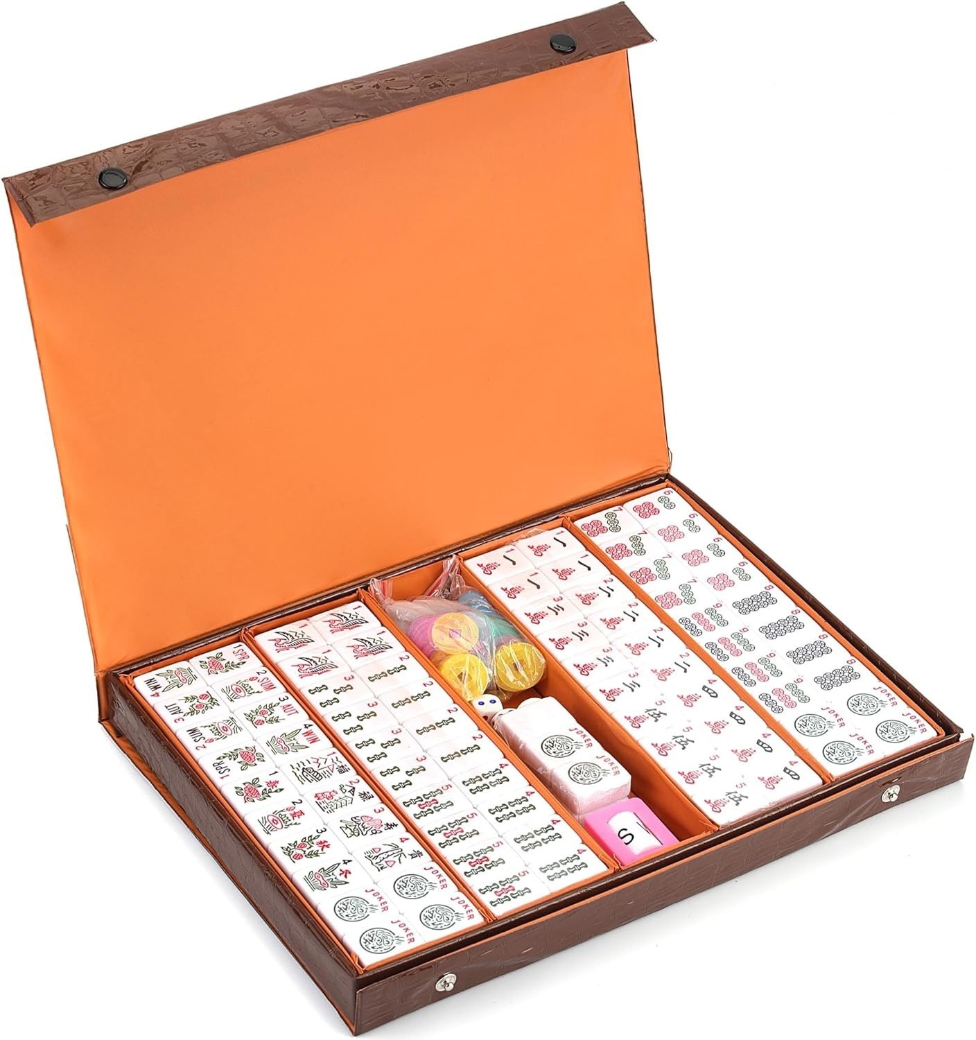 American Mahjong Game Set 166 White Engraved Tiles for Western Mah Jong, Mah jon