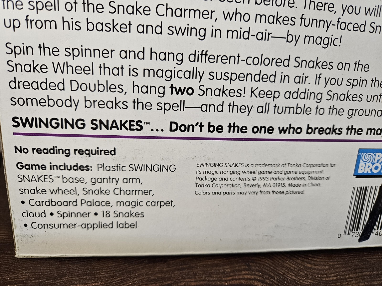 Vintage 1993 Parker Brothers Game Swinging Snakes Complete