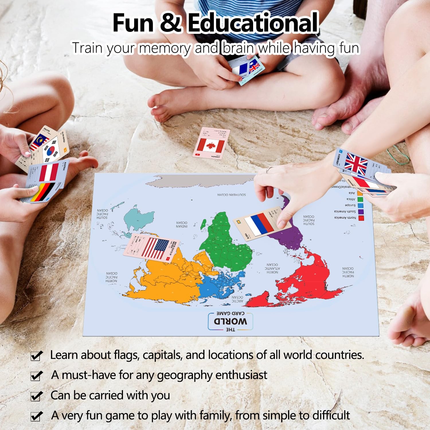 The World Card Game – World Flags Flashcards – Geography Board Game with Worl…