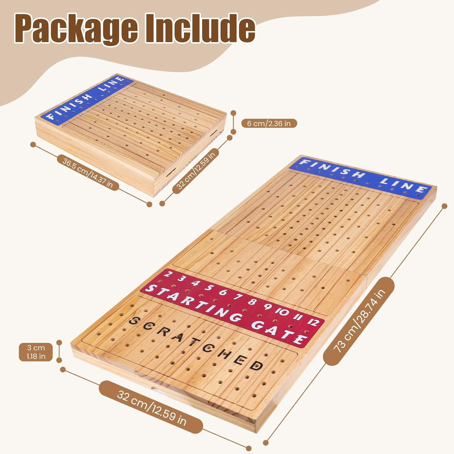 Extra Large 28 Inches Foldable Horse Race Board Game for Adults,Thickened Wood C