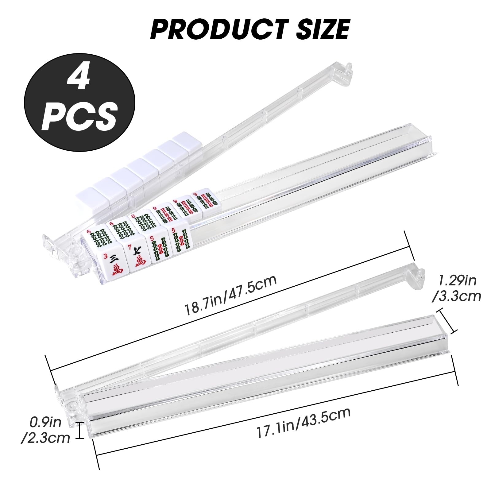 Goldge Mahjong Racks with 19.69 inches (L) x 4.92 (W), Transparent