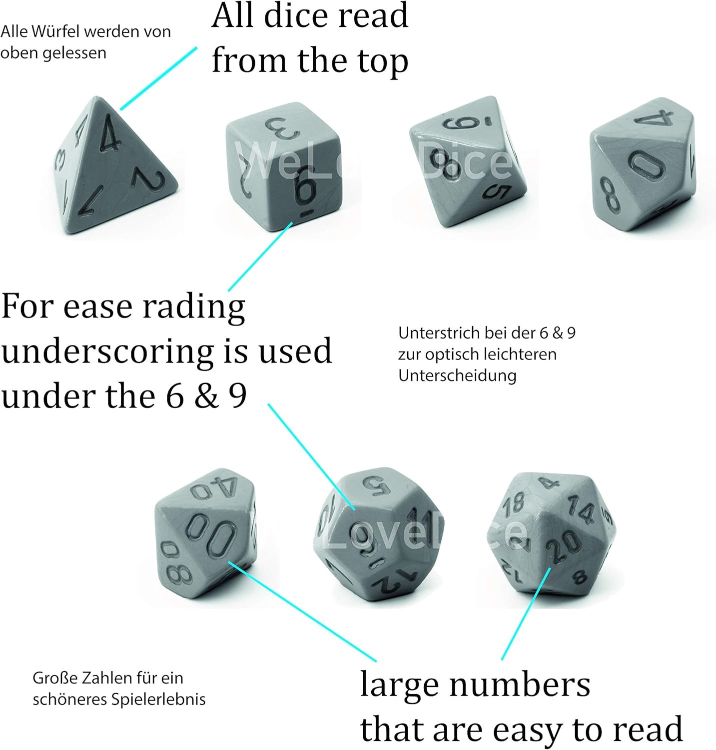 Chessex D&D Dice Set Translucent Smoke White Rpg RPG RPG Box, Multi-Colour