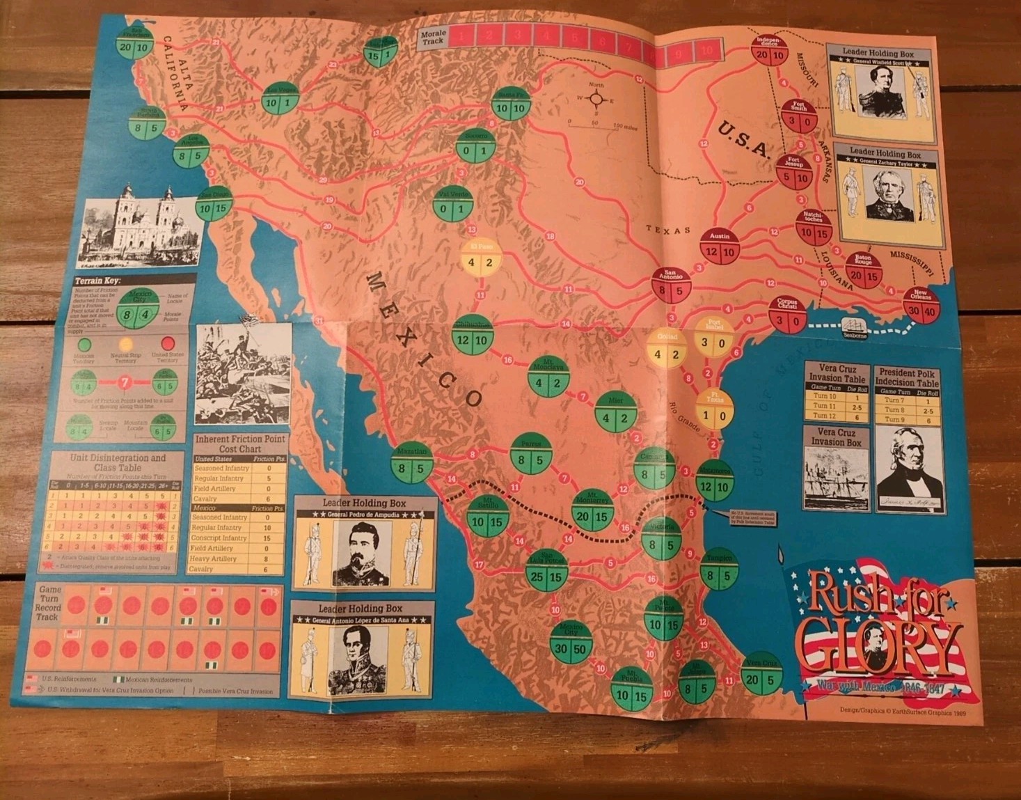 Strategy And Tactics #127 Rush For Glory War With Mexico 1846-1847 Game Map