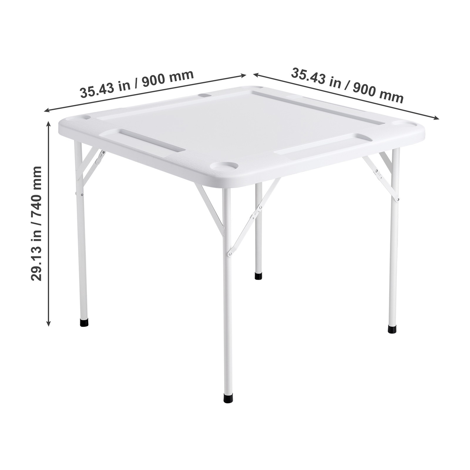 VEVOR Mahjong Table 4 Player Folding Card Table & 4 Cup Holders Chip Trays White