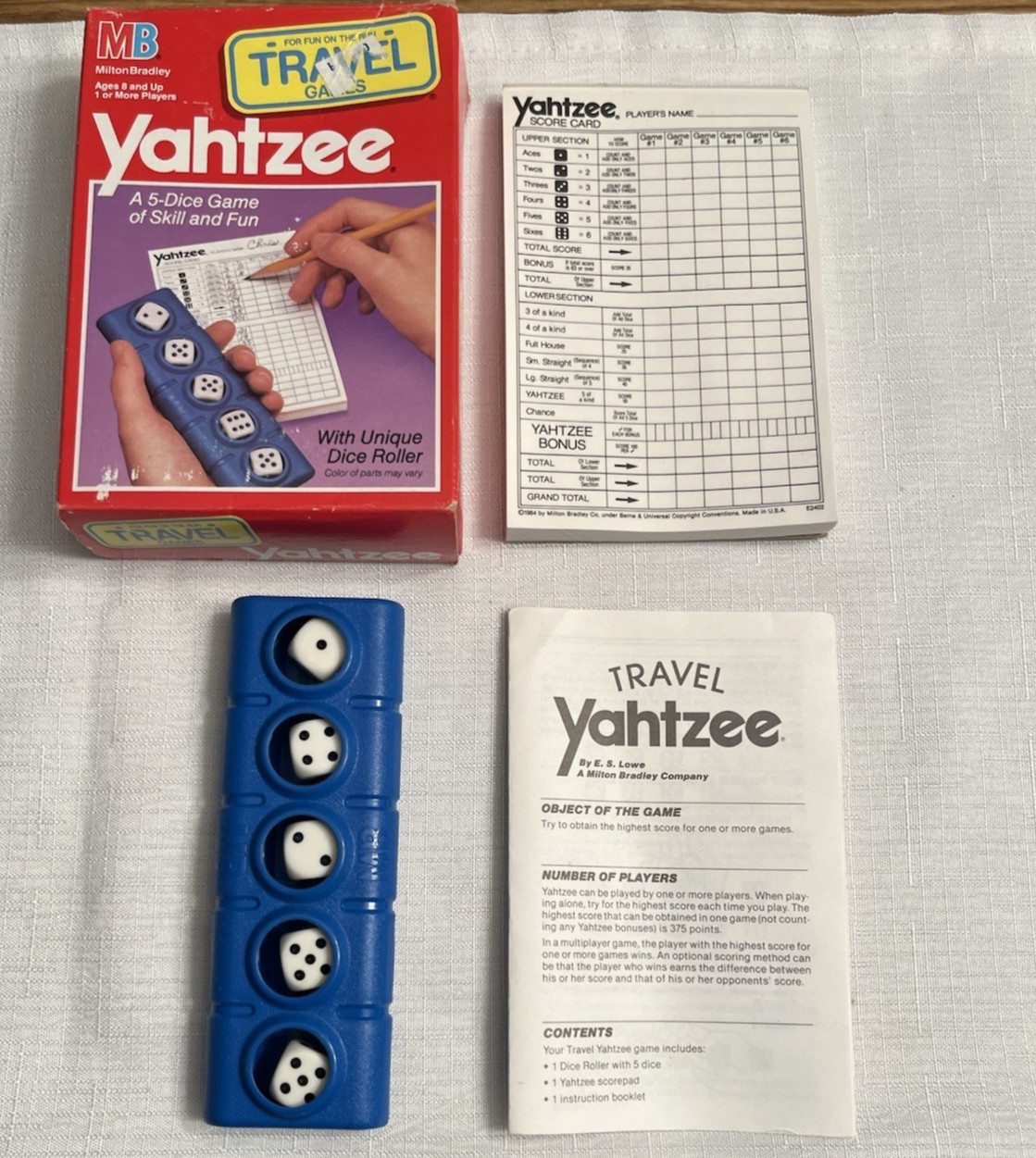 Vintage 1989 Milton Bradley Travel Classic Yahtzee Game Ages 8+~Complete