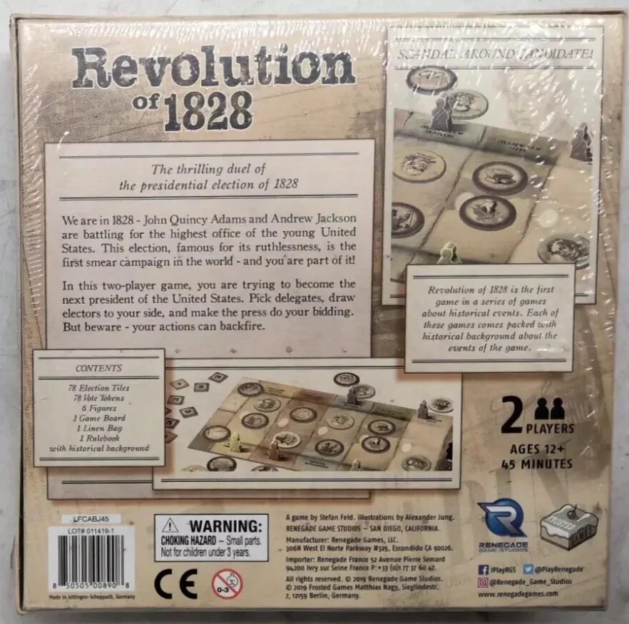REVOLUTION OF 1828 BOARD GAME for 2 Players 2019 BRAND NEW (DAMAGED BOX)