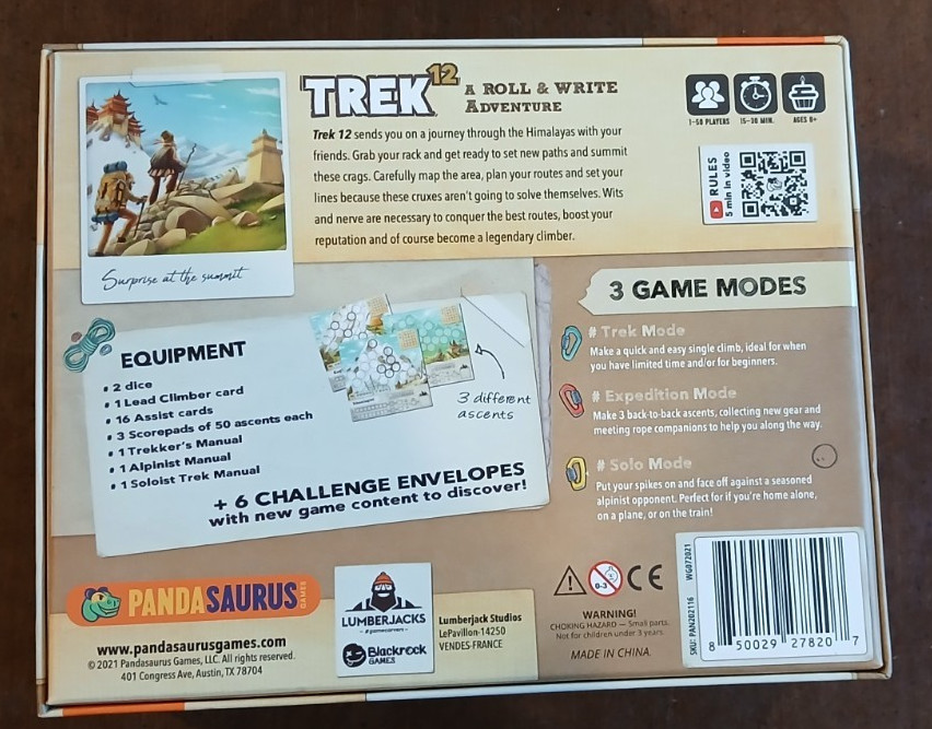 Pandasaurus Games Trek 12 Himalaya Board Game Roll Write Adventure NEW