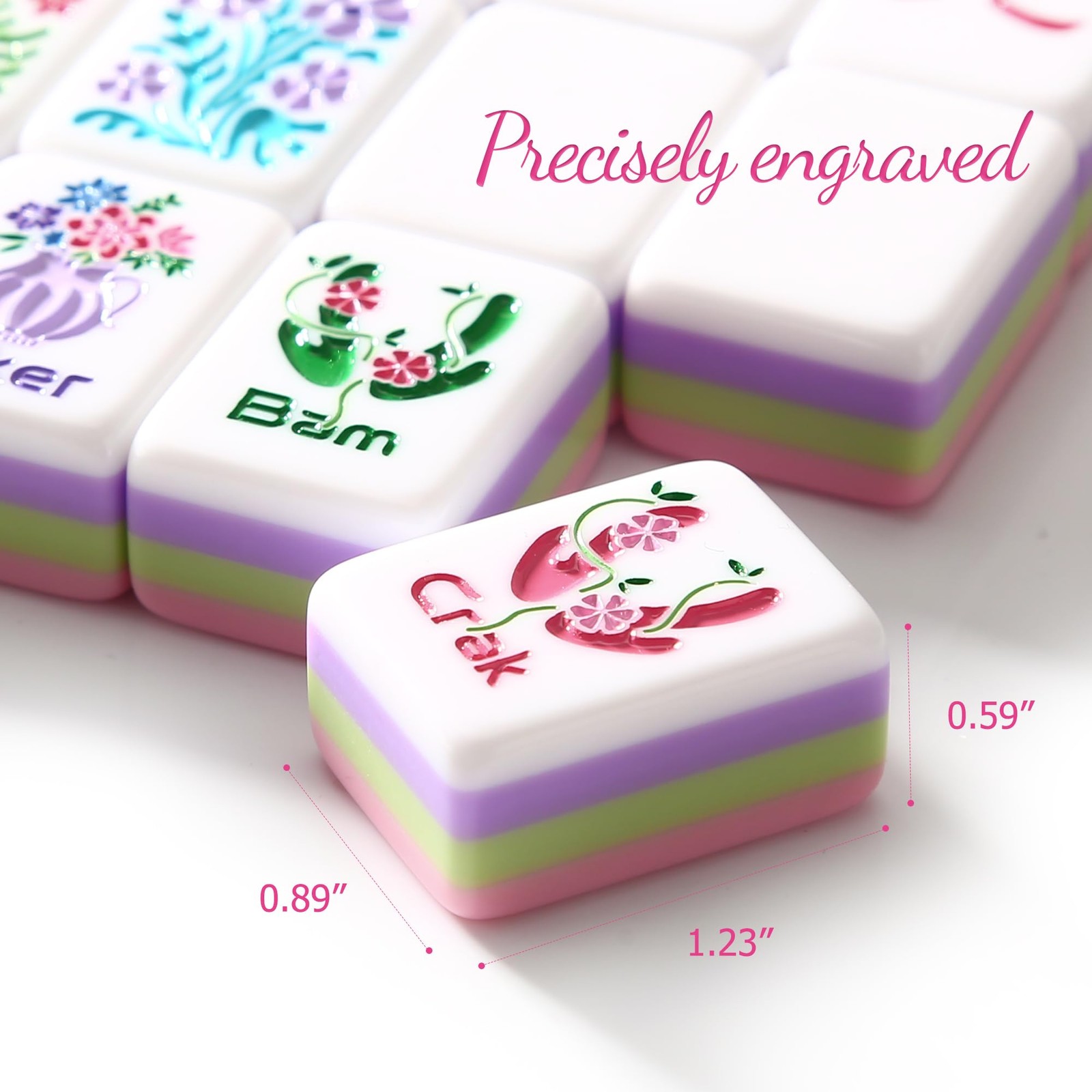 American Mahjong Tile Set, 160 Pink 4 Layer Mah Jong GameTiles with Tile Bag,…
