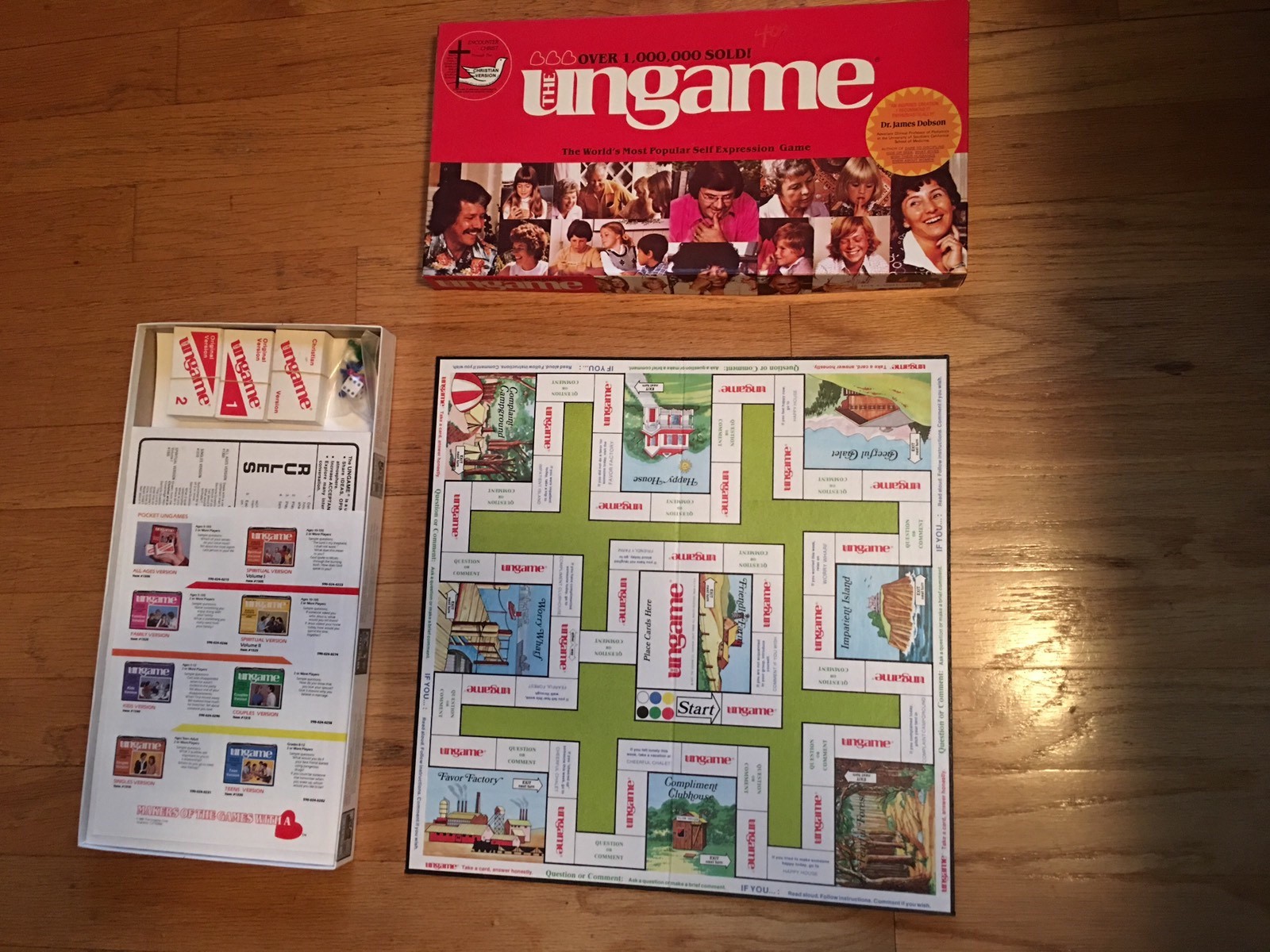 THE UNGAME CHRISTIAN BOARD GAME 1985 DR. JAMES DOBSON SELF EXPRESSION COMPLETE