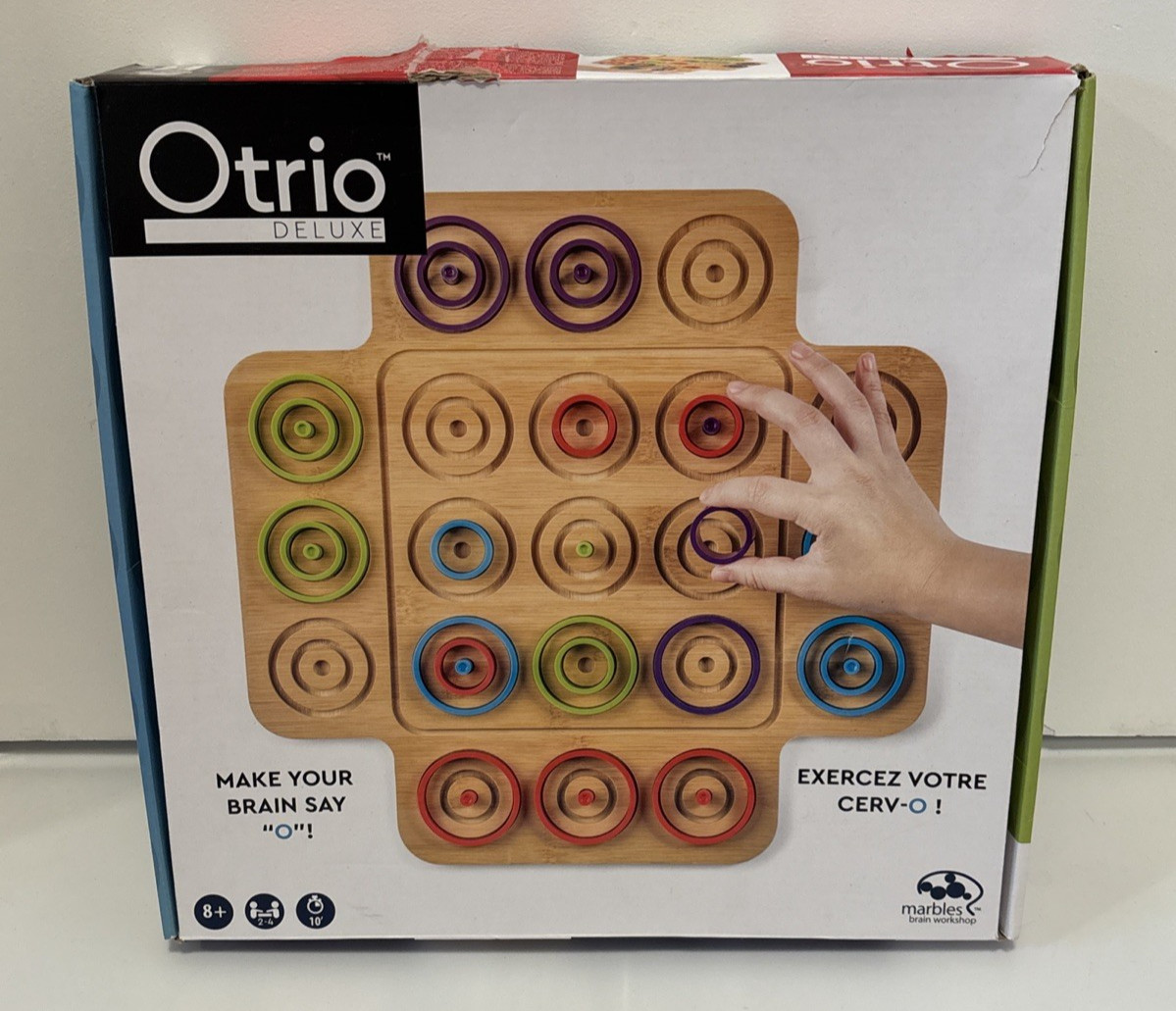 Otrio Deluxe Strategy Game By Marbles Brain Workshop Wooden Board 8+ Years