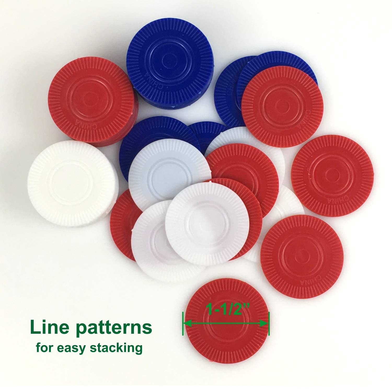 GiftExpress Lot of 300, Plastic Poker Chips 1 1/2 inches Diam, Blue/Red/White