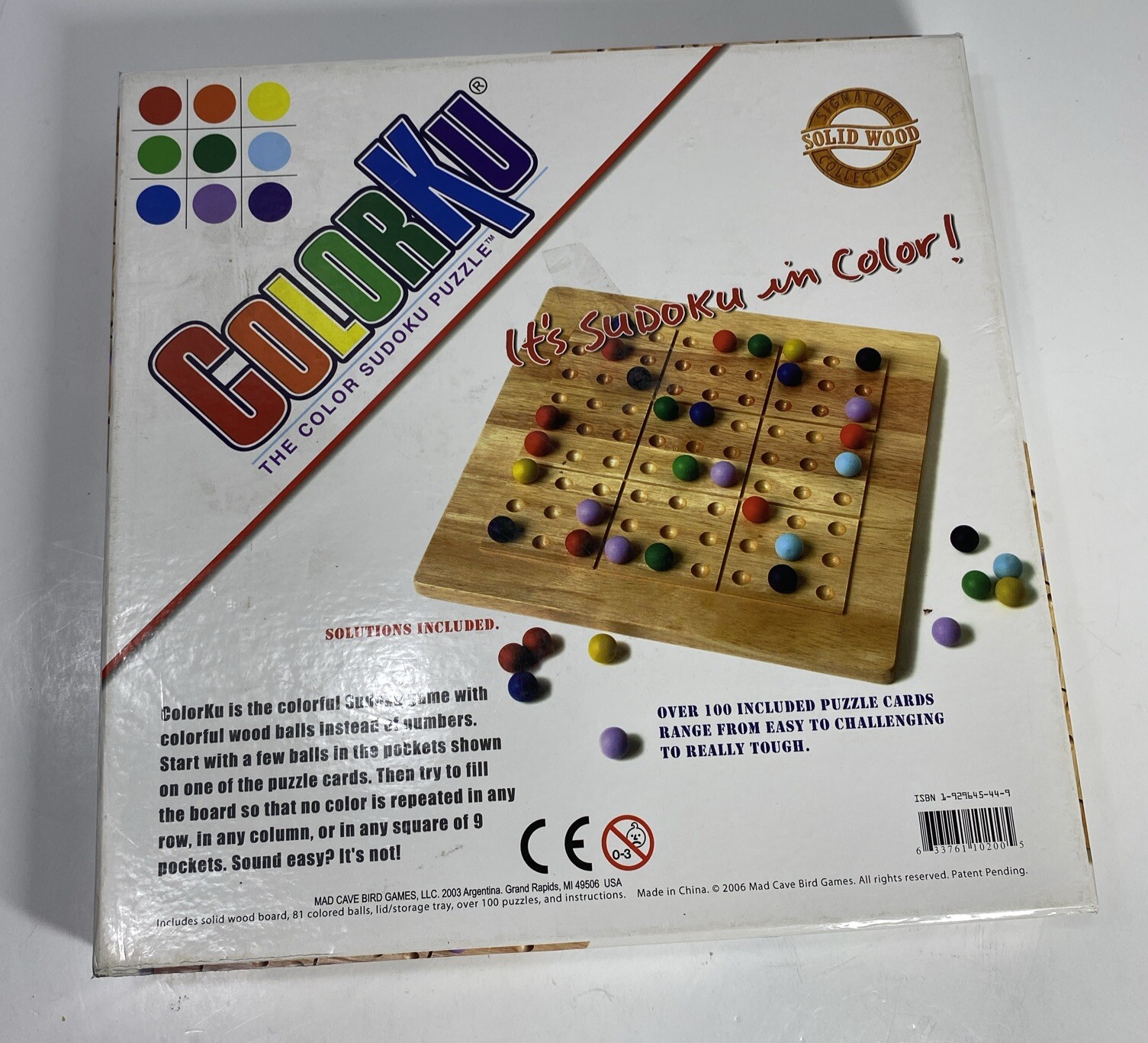 Colorku Game SUDOKU COMPLETE Mad Cave Bird 2006 Wood Wooden Board Colors