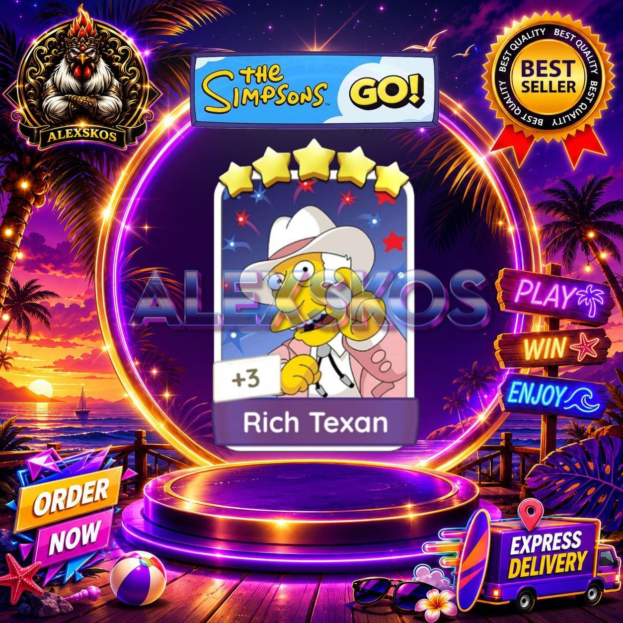 Rich Texan ⭐Monopoly Go Sticker MOGO The Simpsons Go! Stickers 🌟FastDelivery