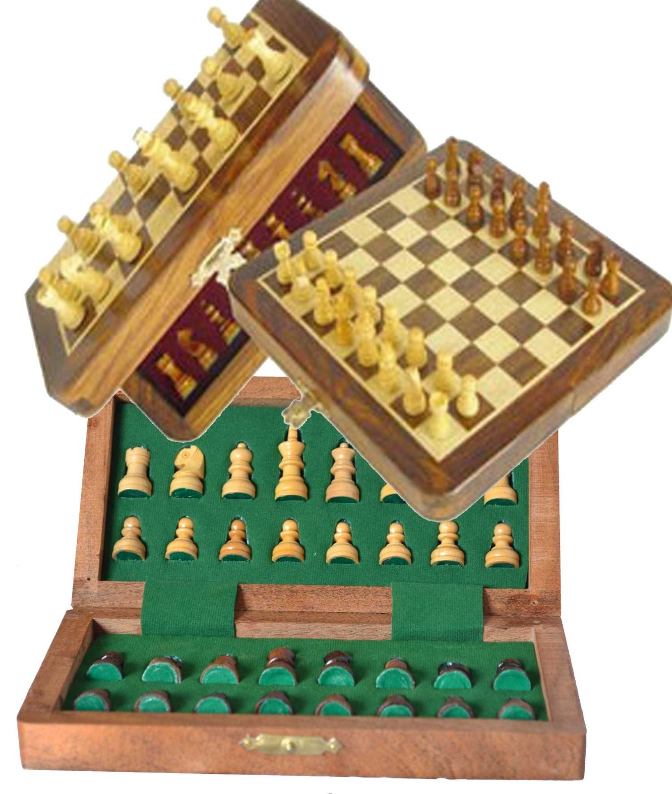 Chess Set 12×12” Handmade Acacia Wood – Folding Magnetic Travel Board with Bag