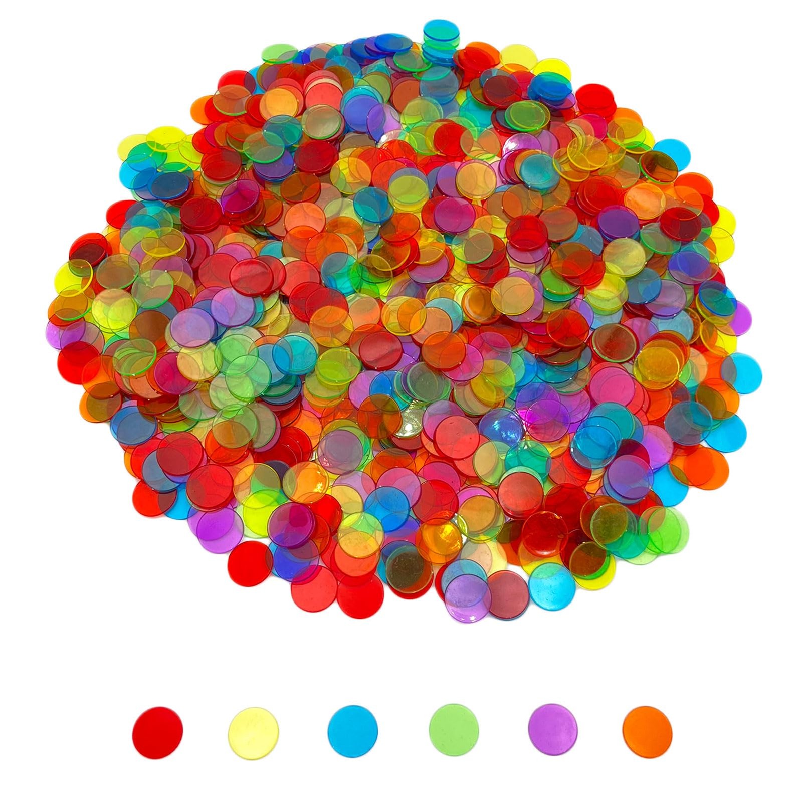 JUNWRROW 1000 Pieces 3/4 inch Transparent 6 Color 8.66 x 7.08 x 0.39 inches