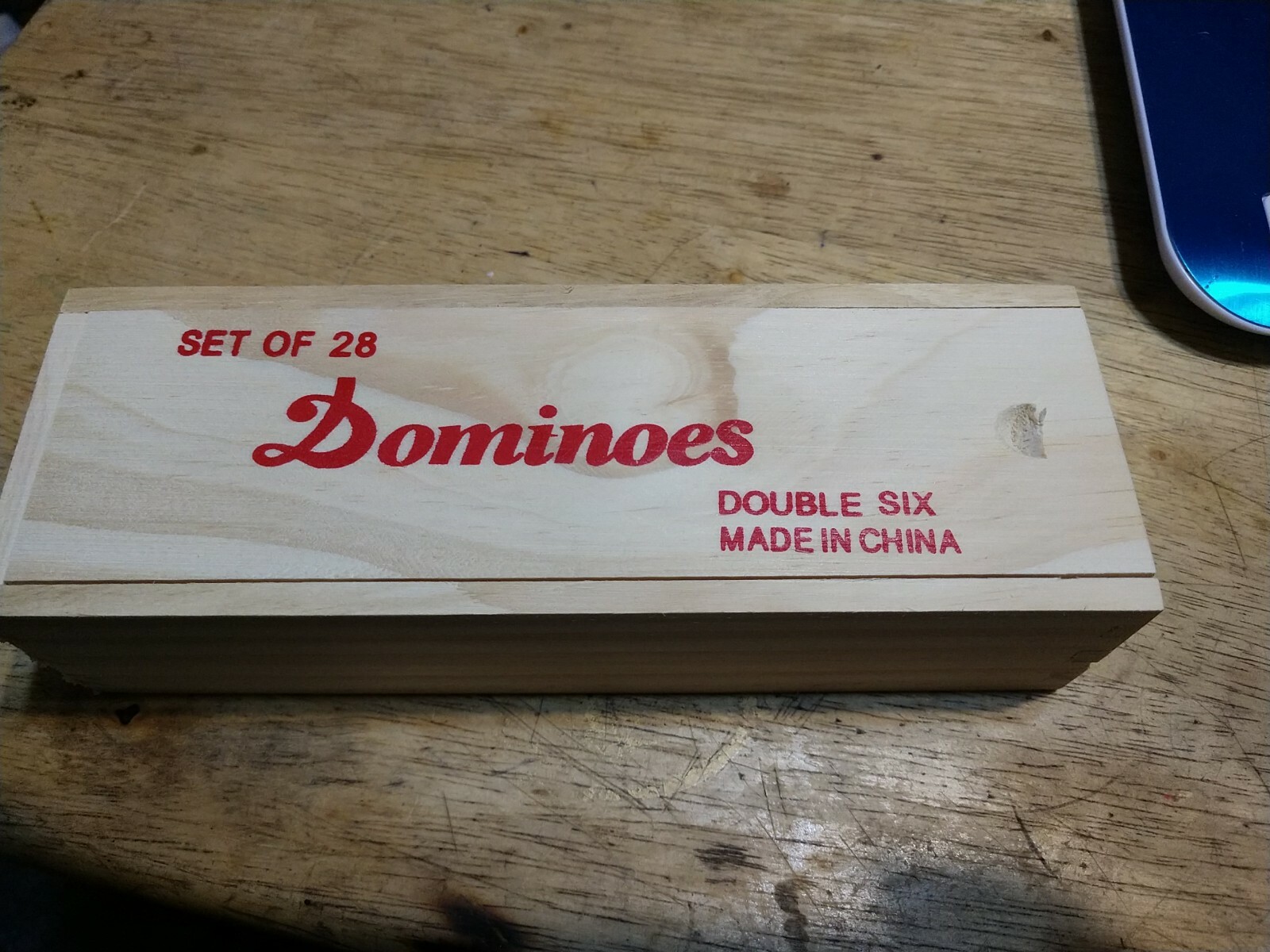 Premium Set of 28 Double Six Dominoes with Wood Case, Brown, 28 Piece (12-2408).