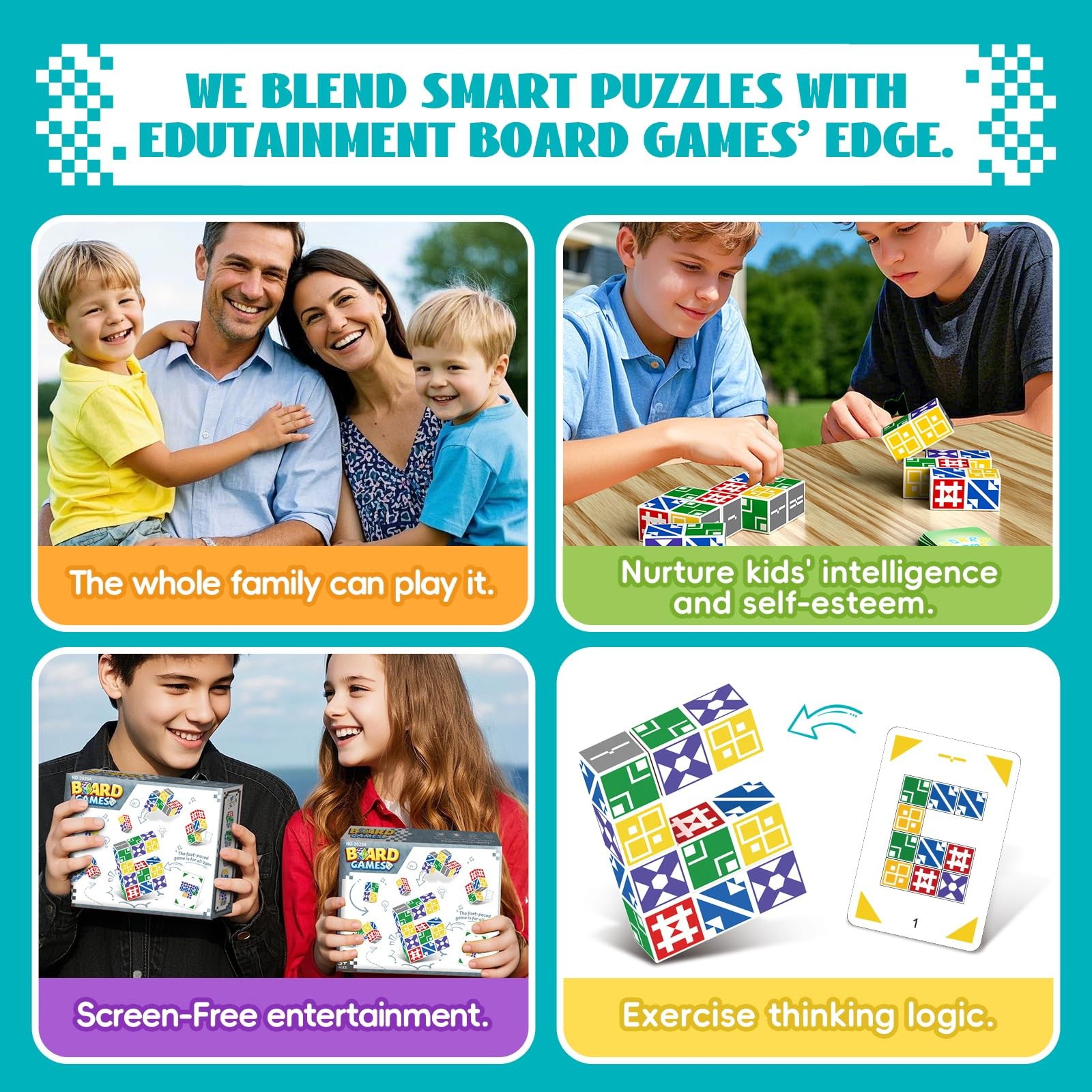 Family Matching Game for Kids & Adults, Block Puzzle Board Games for Boys & Girl