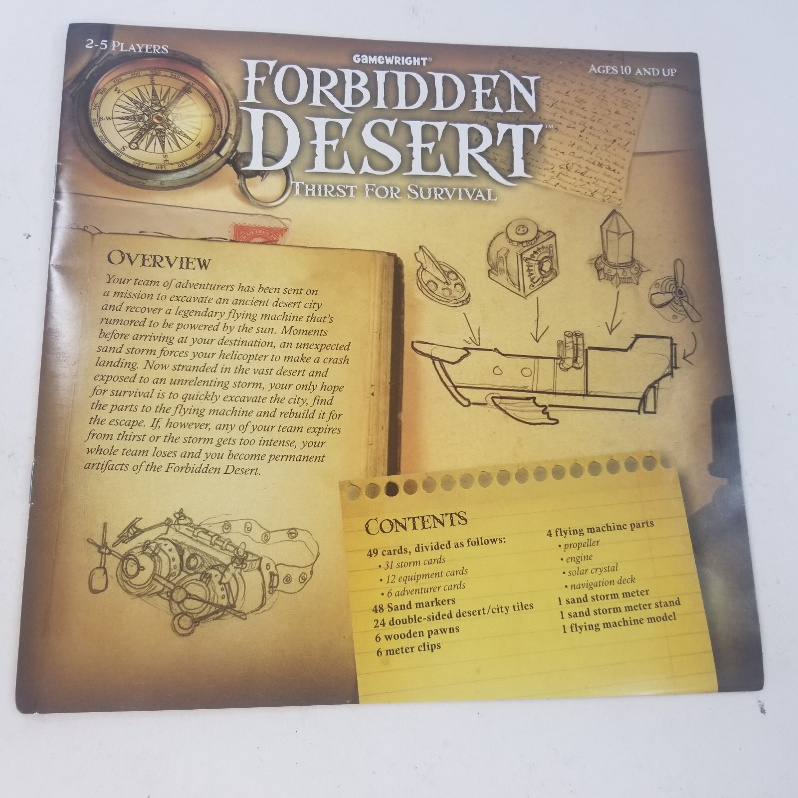 2013 FORBIDDEN DESERT Replacement Parts: Rules Rule Book Rulebook Manual