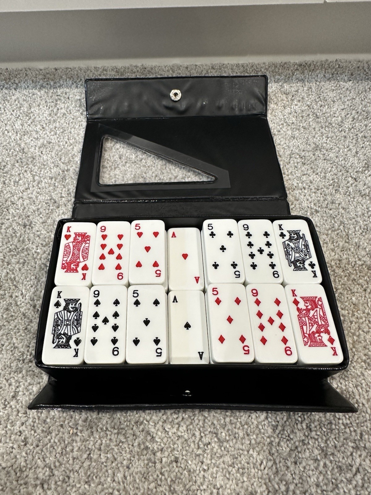 Complete Set of 54 Card / Poker Engraved Color Dominoes with Storage Case
