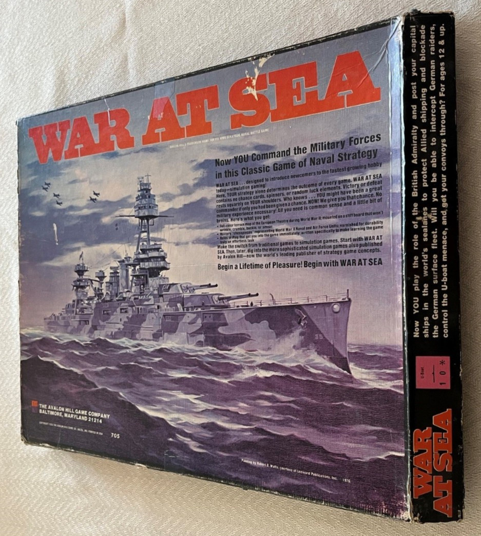 1976 Avalon Hill WAR AT SEA Game – 100% COMPLETE, ALL INTERNALS GREAT CONDITION!
