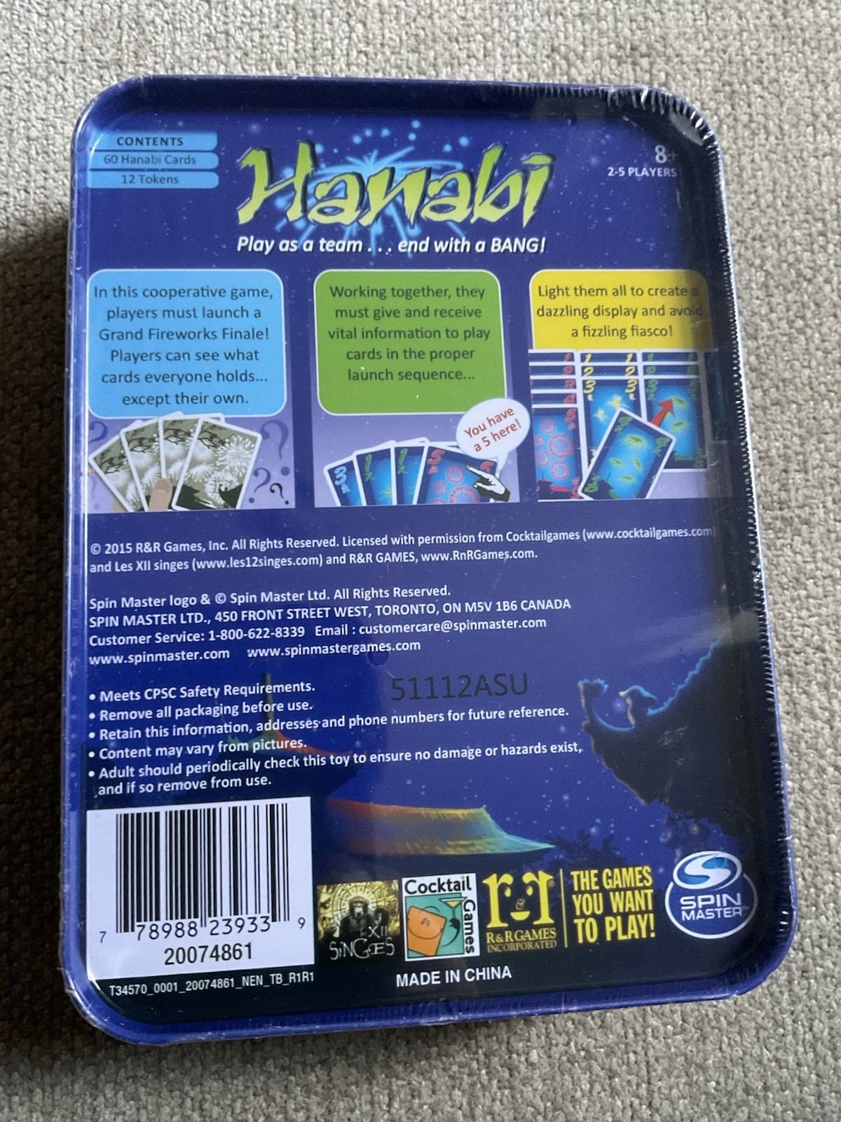 NEW & SEALED Spin Master HANABI Card Game w/ Travel Tin Case Target Exclusive